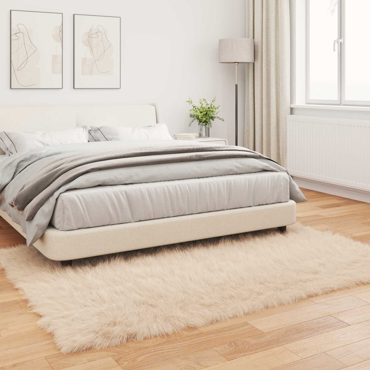 Tepih od umjetne ovčje kože TAFALLA Bež 140 x 200 cm Poliester