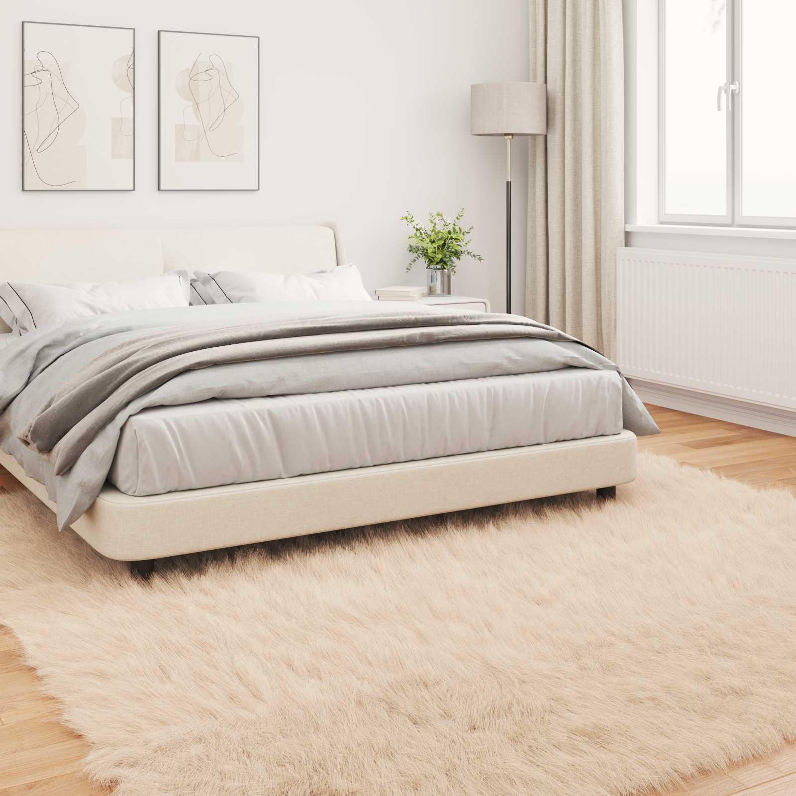 Tepih od umjetne ovčje kože TAFALLA Bež 200 x 200 cm Poliester
