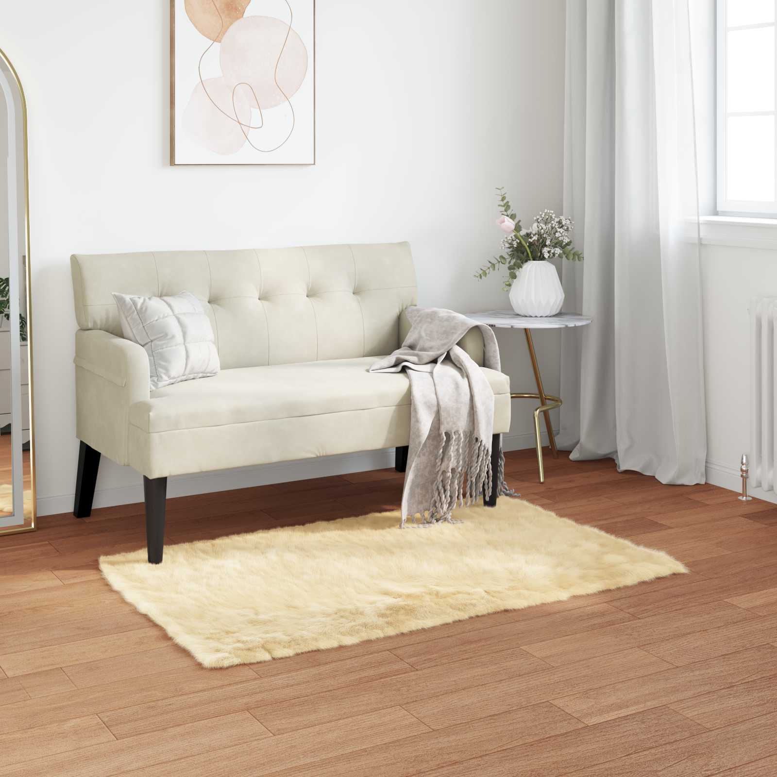 Tepih od umjetne ovčje kože TAFALLA Krem 60 x 110 cm Poliester