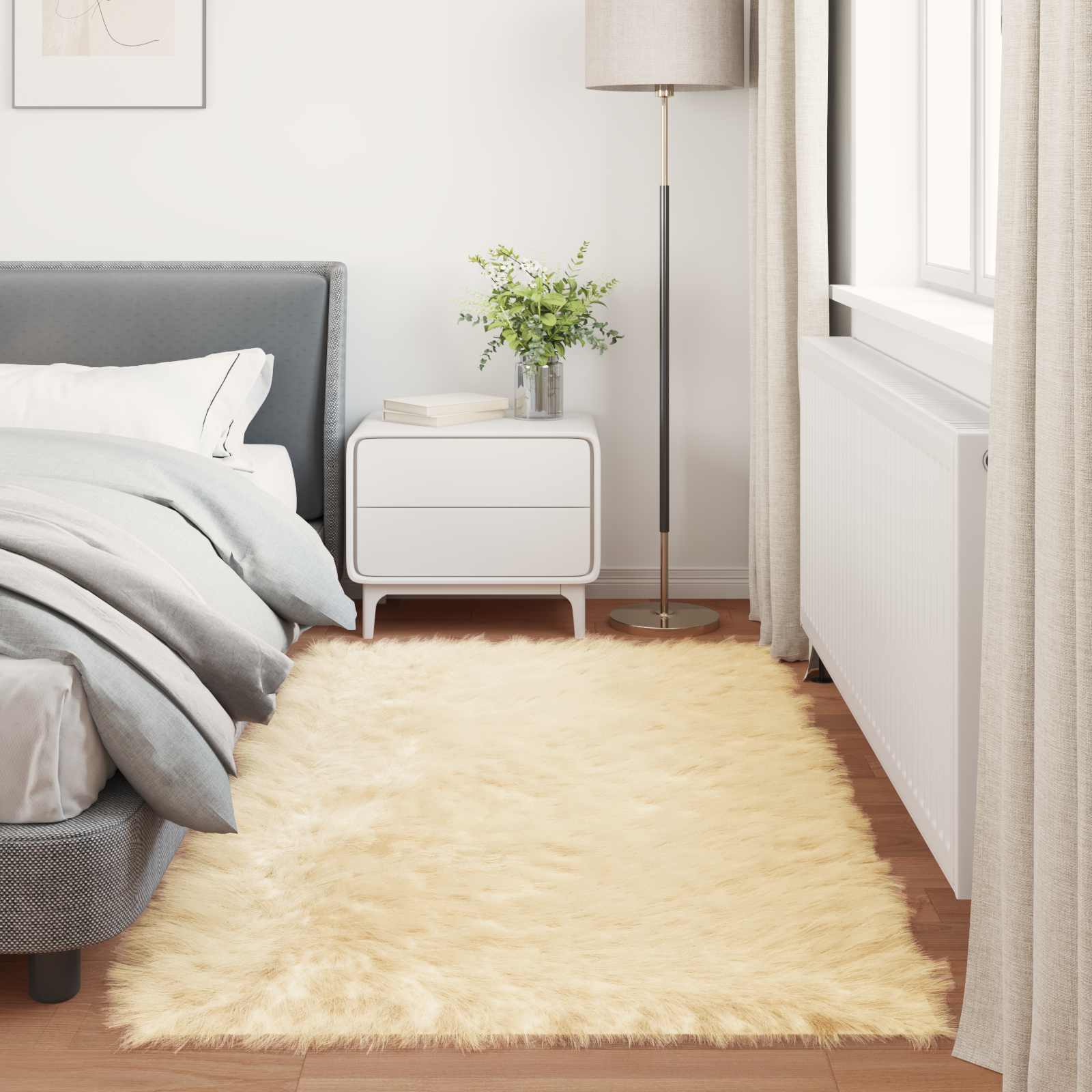 Tepih od umjetne ovčje kože TAFALLA Krem 100 x 200 cm Poliester