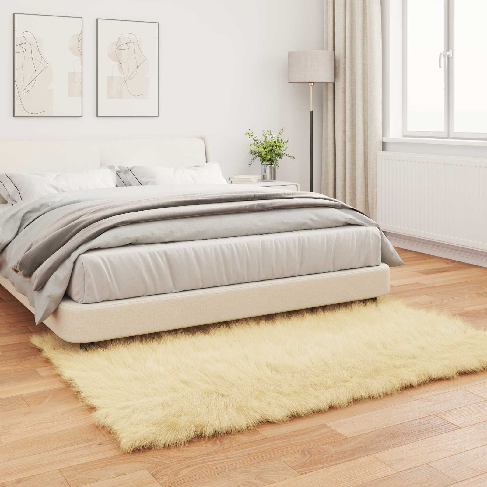 Tepih od umjetne ovčje kože TAFALLA Krem 140 x 200 cm Poliester