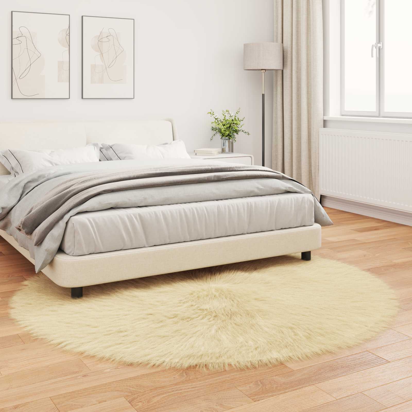 Tepih od umjetne ovčje kože TAFALLA Krem Ø 200 cm Poliester