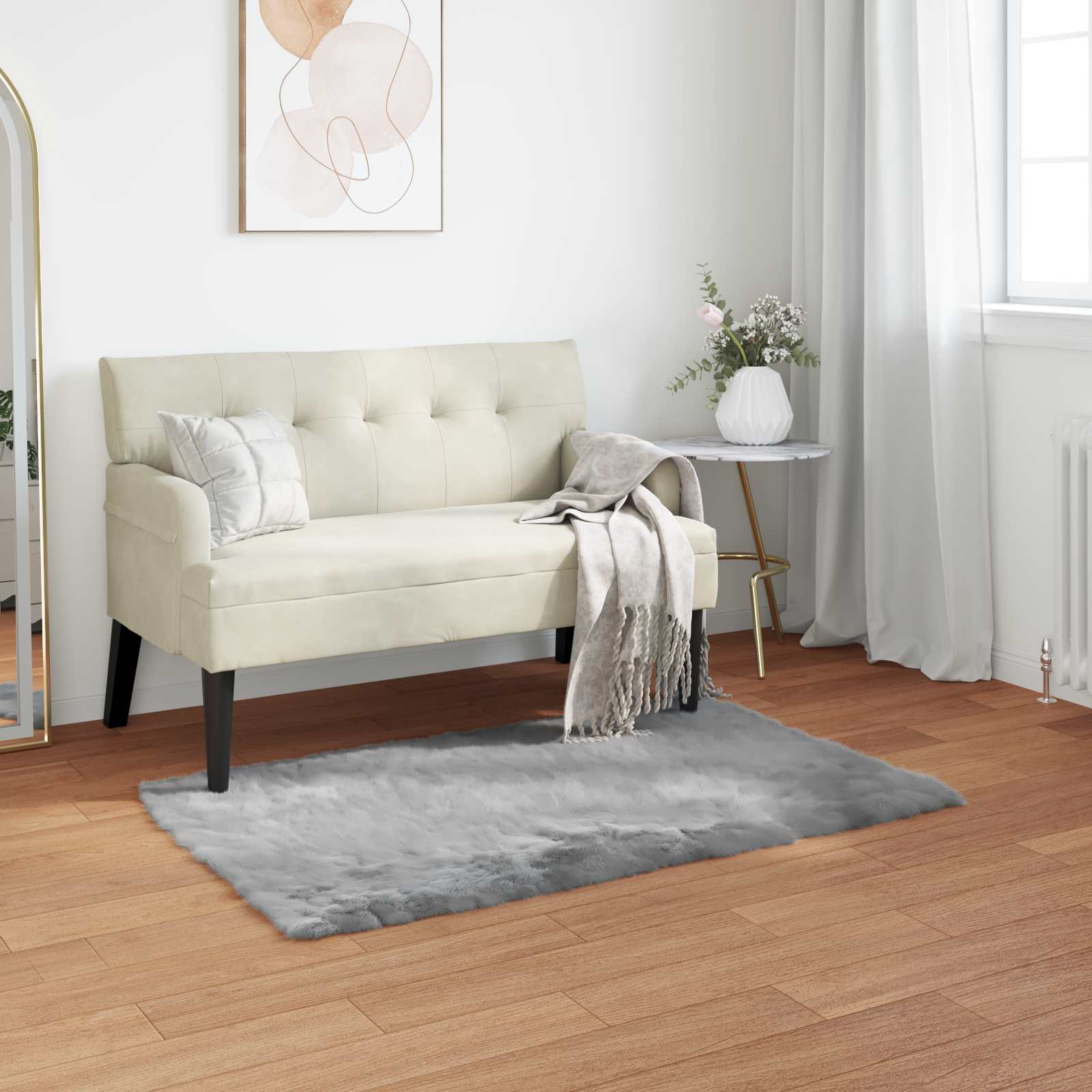 Tepih od umjetne ovčje kože TAFALLA Siva 80 x 150 cm Poliester