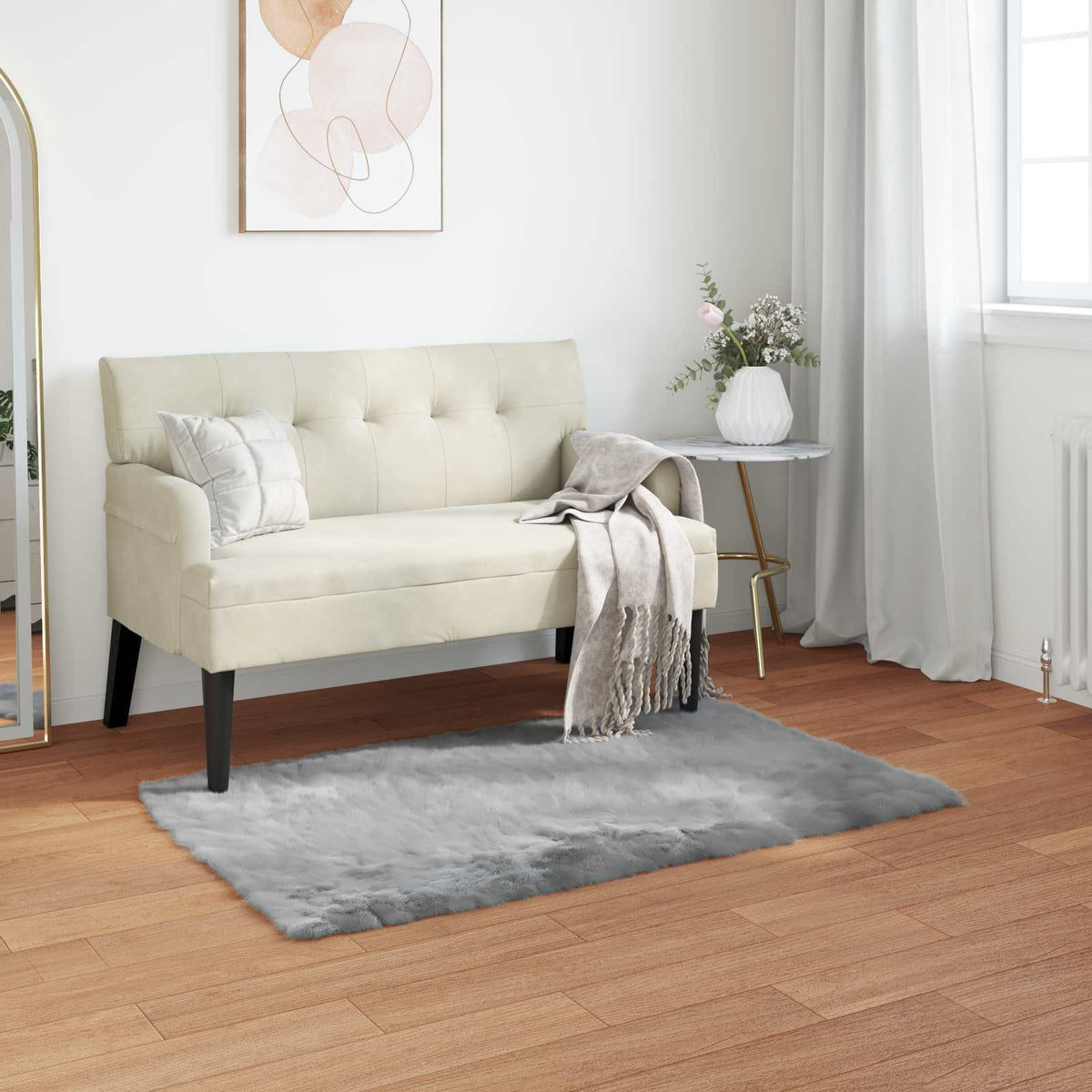 Tepih od umjetne ovčje kože TAFALLA Siva 80 x 150 cm Poliester