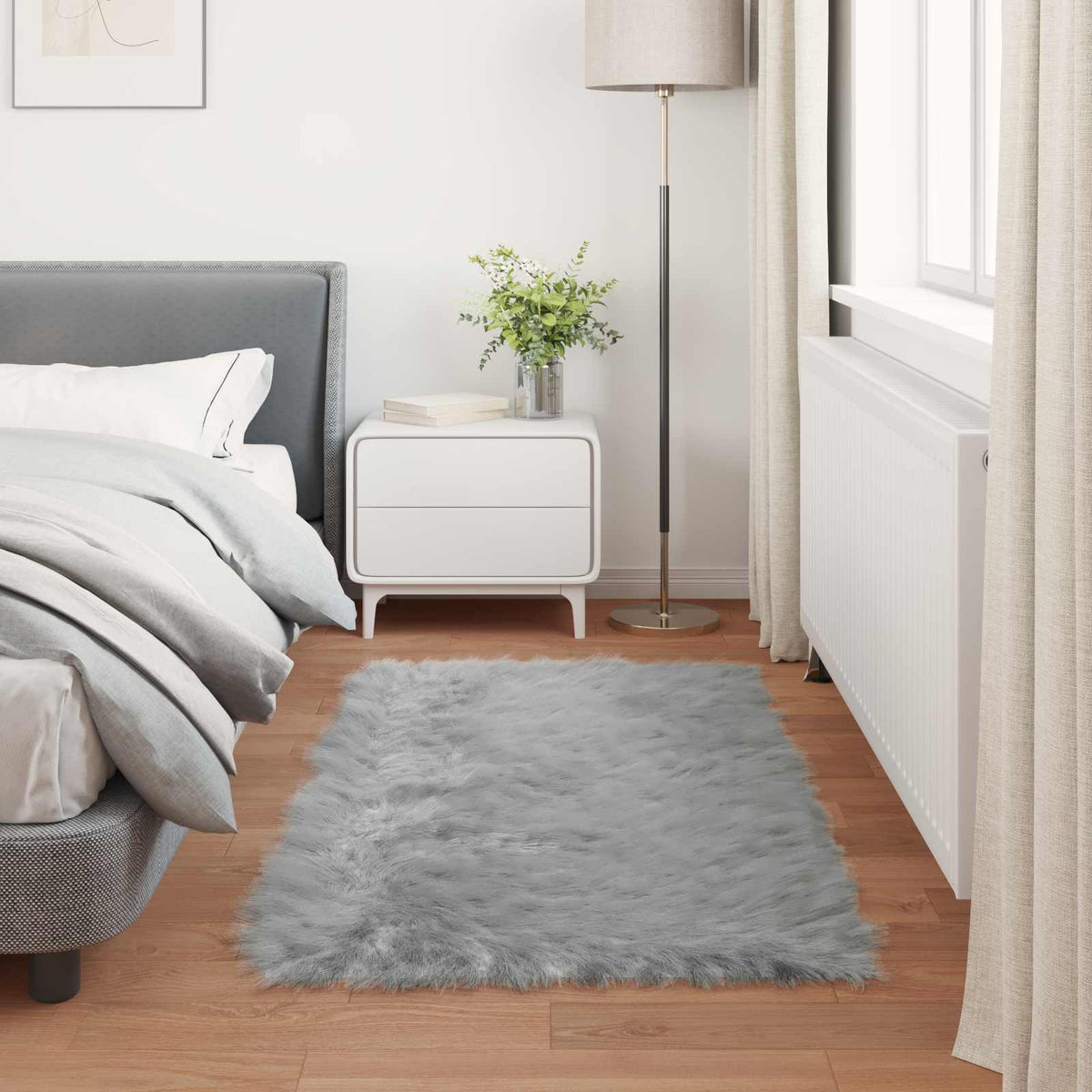 Tepih od umjetne ovčje kože TAFALLA Siva 80 x 150 cm Poliester