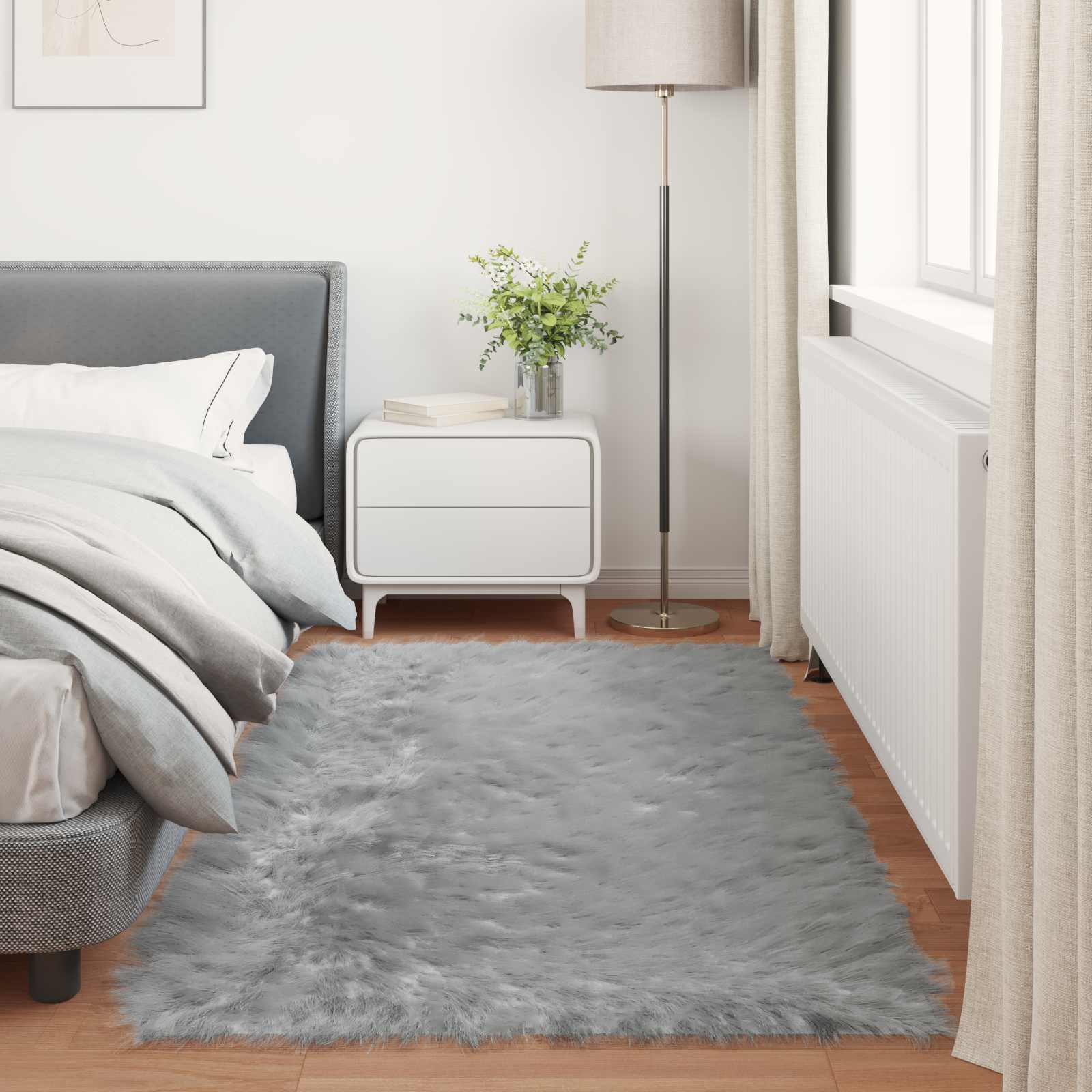 Tepih od umjetne ovčje kože TAFALLA Siva 100 x 200 cm Poliester