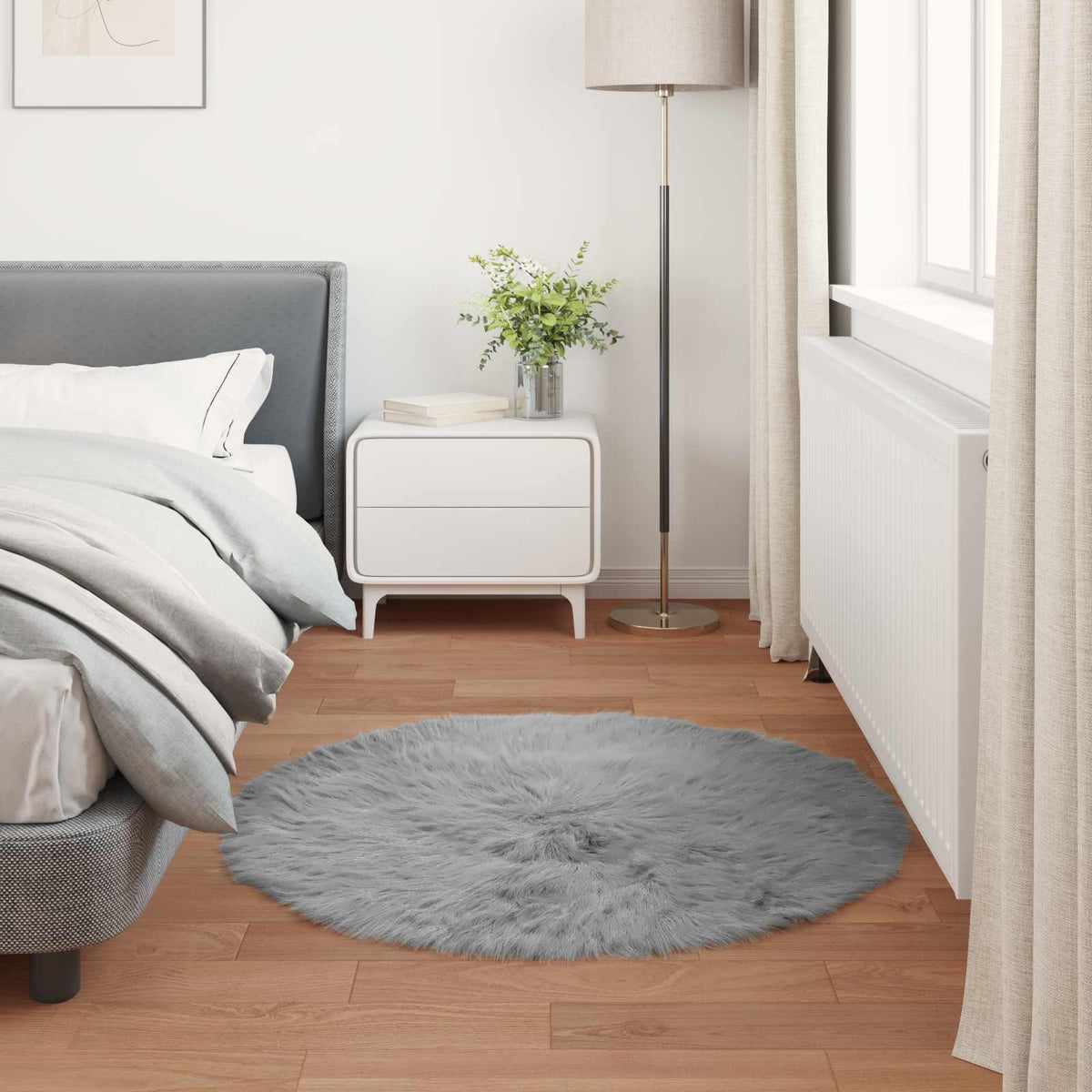 Tepih od umjetne ovčje kože TAFALLA Siva Ø 80 cm Poliester