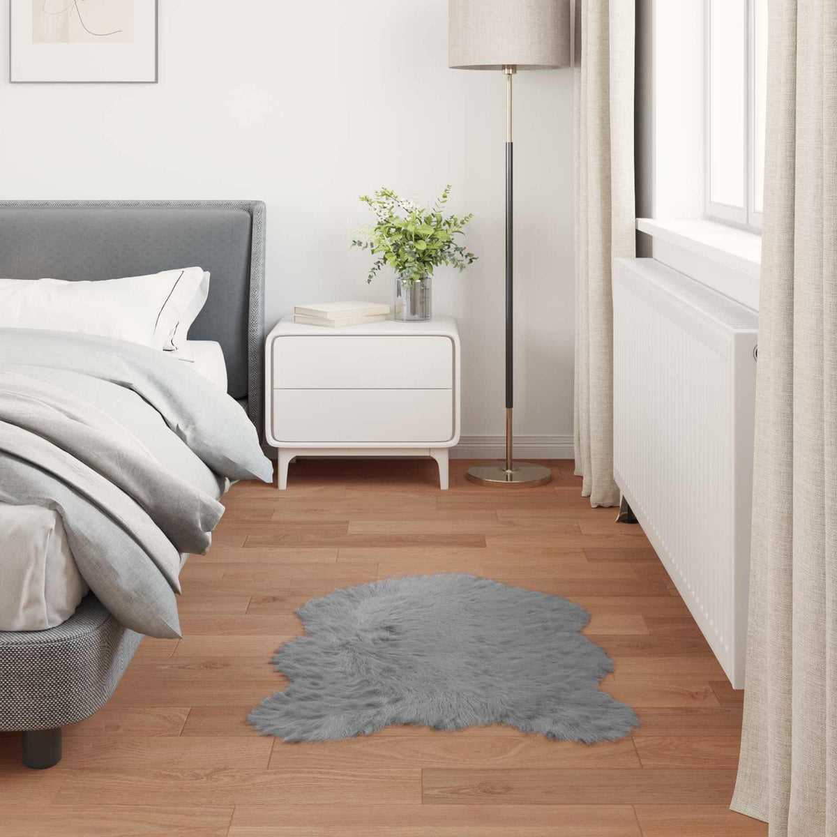Tepih od umjetne ovčje kože TAFALLA Siva 60 x 90 cm Poliester