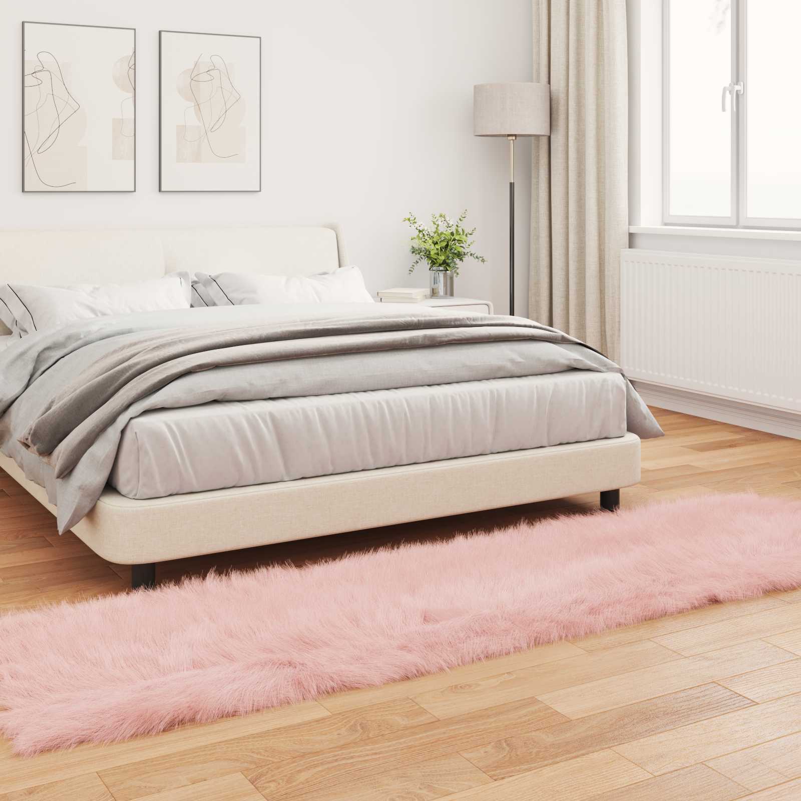 Tepih od umjetne ovčje kože TAFALLA Ružičasta 80 x 250 cm
