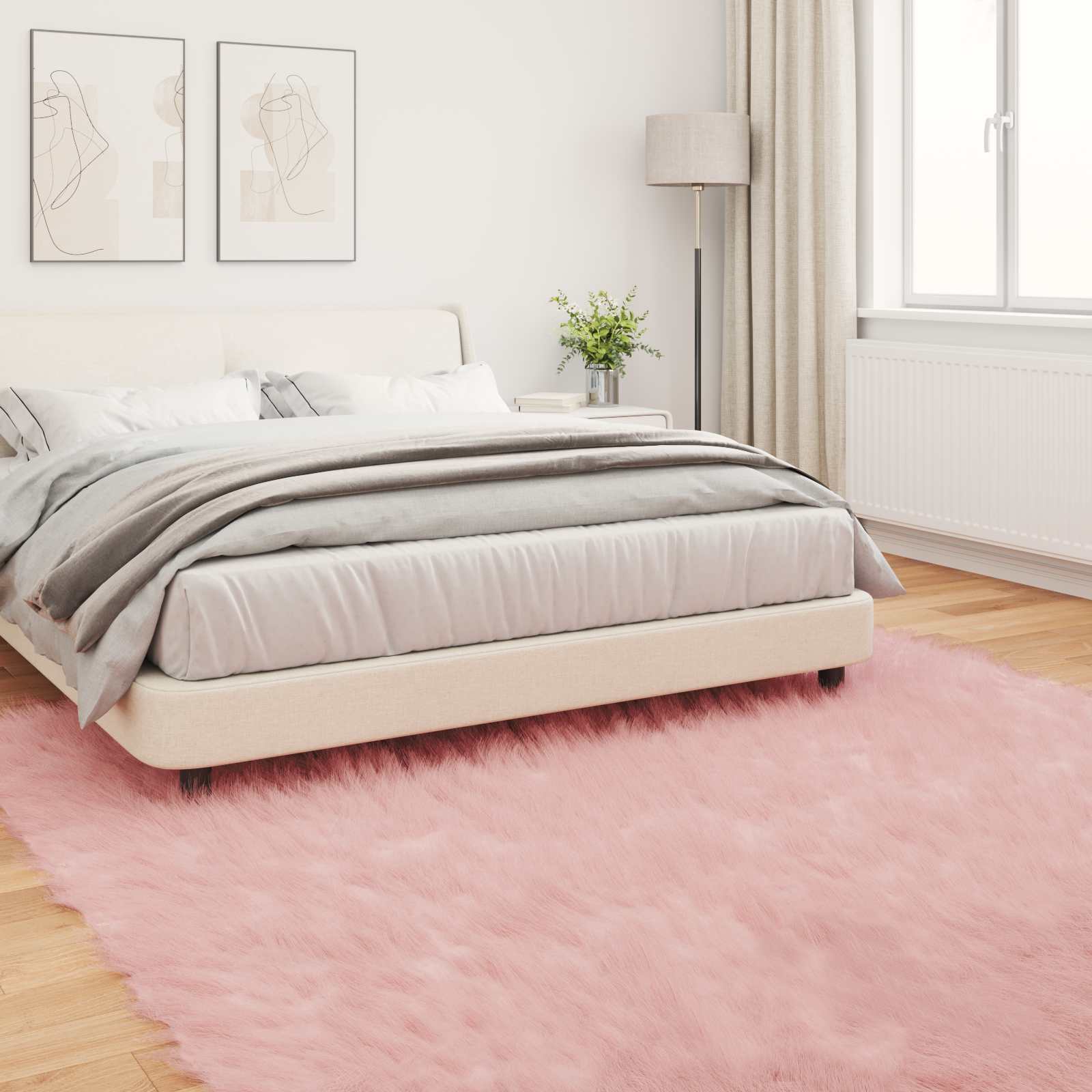 Tepih od umjetne ovčje kože TAFALLA Ružičasta 240 x 240 cm