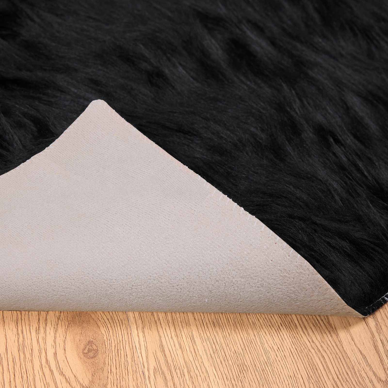 Tepih od umjetne ovčje kože TAFALLA Crna 80 x 200 cm Poliester
