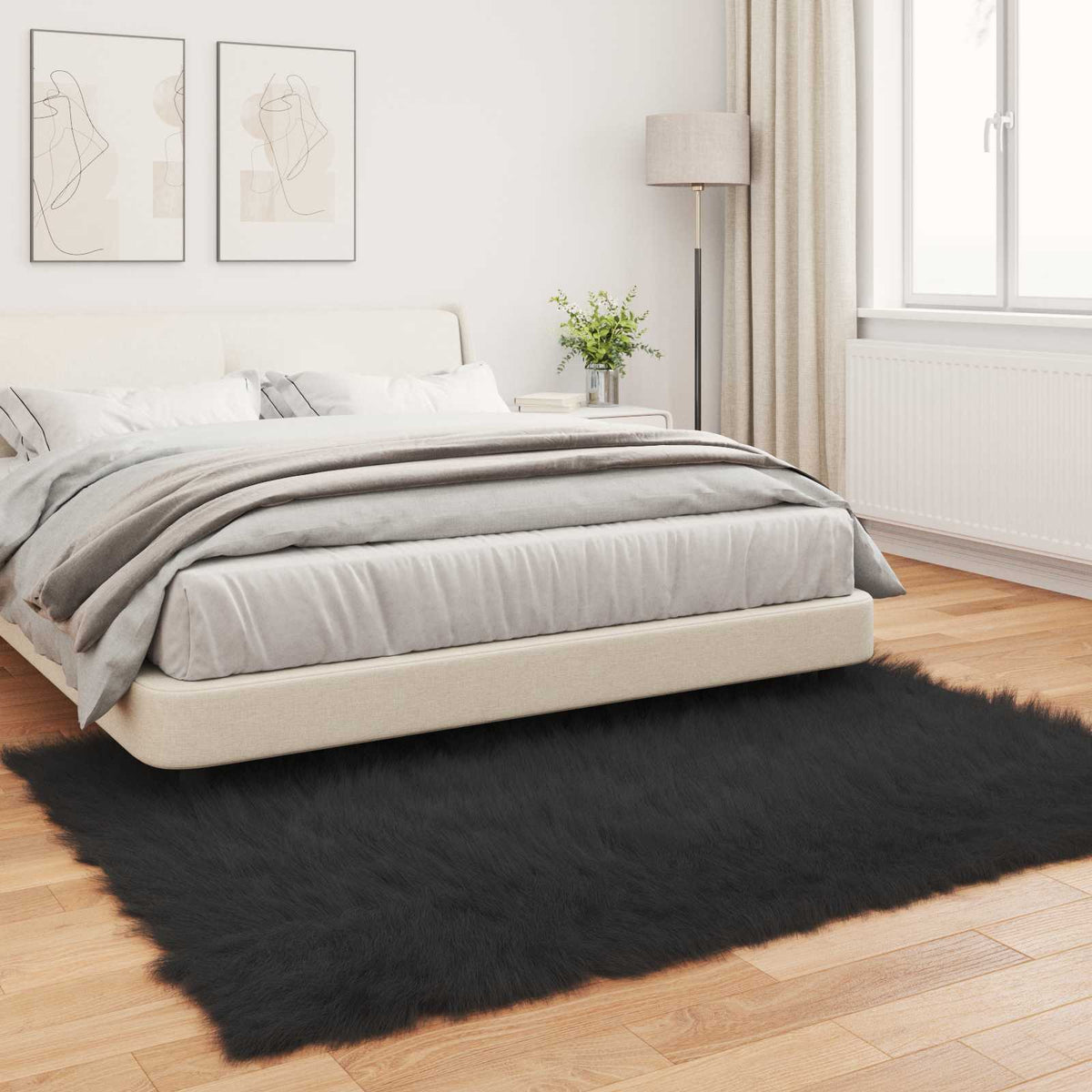 Tepih od umjetne ovčje kože TAFALLA Crna 120 x 170 cm Poliester
