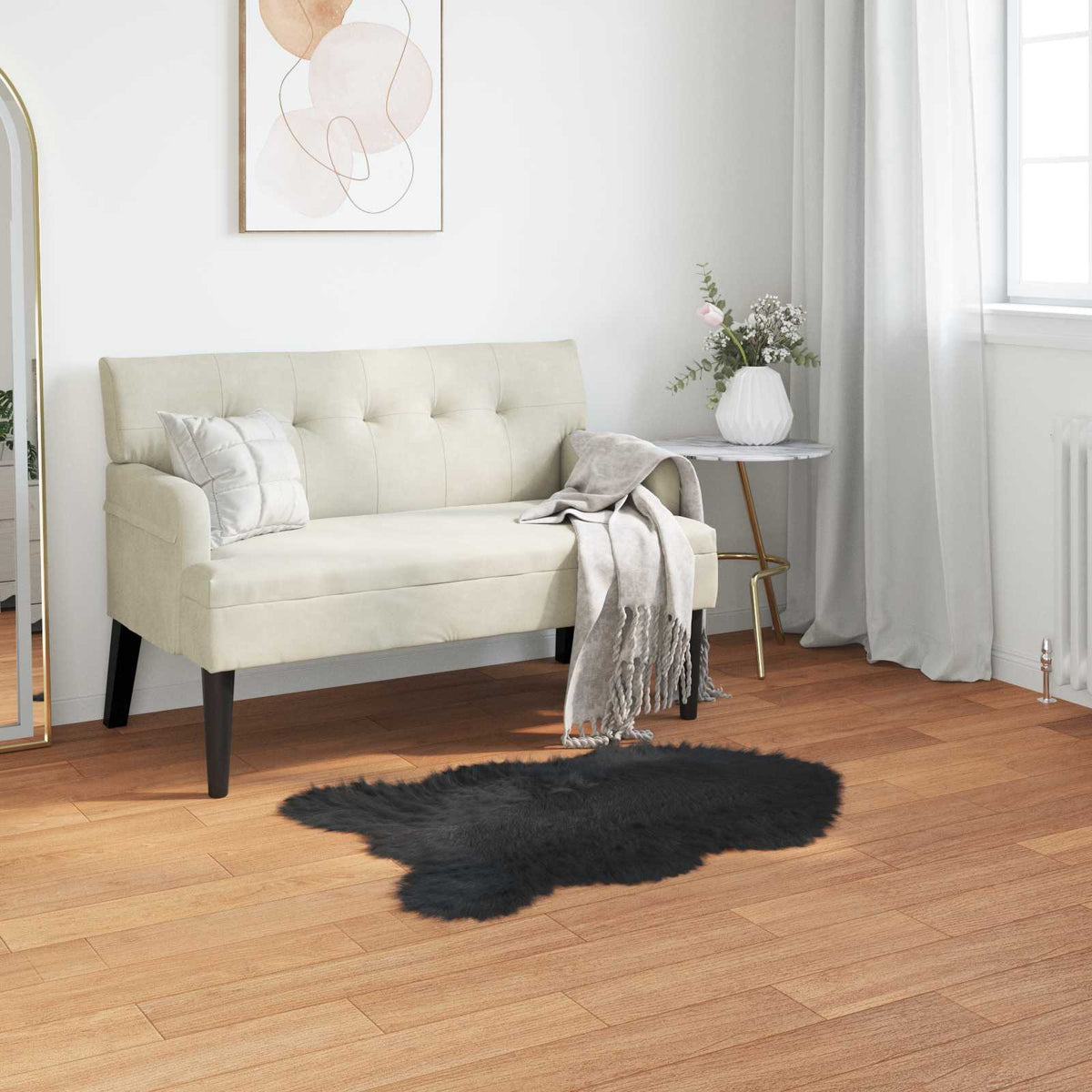 Tepih od umjetne ovčje kože TAFALLA Crna 50 x 80 cm Poliester