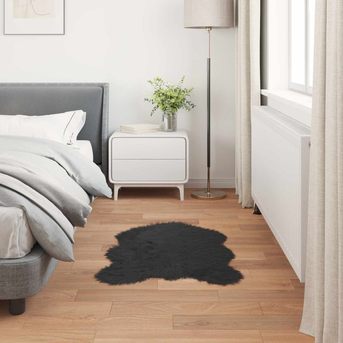 Tepih od umjetne ovčje kože TAFALLA Crna 50 x 80 cm Poliester