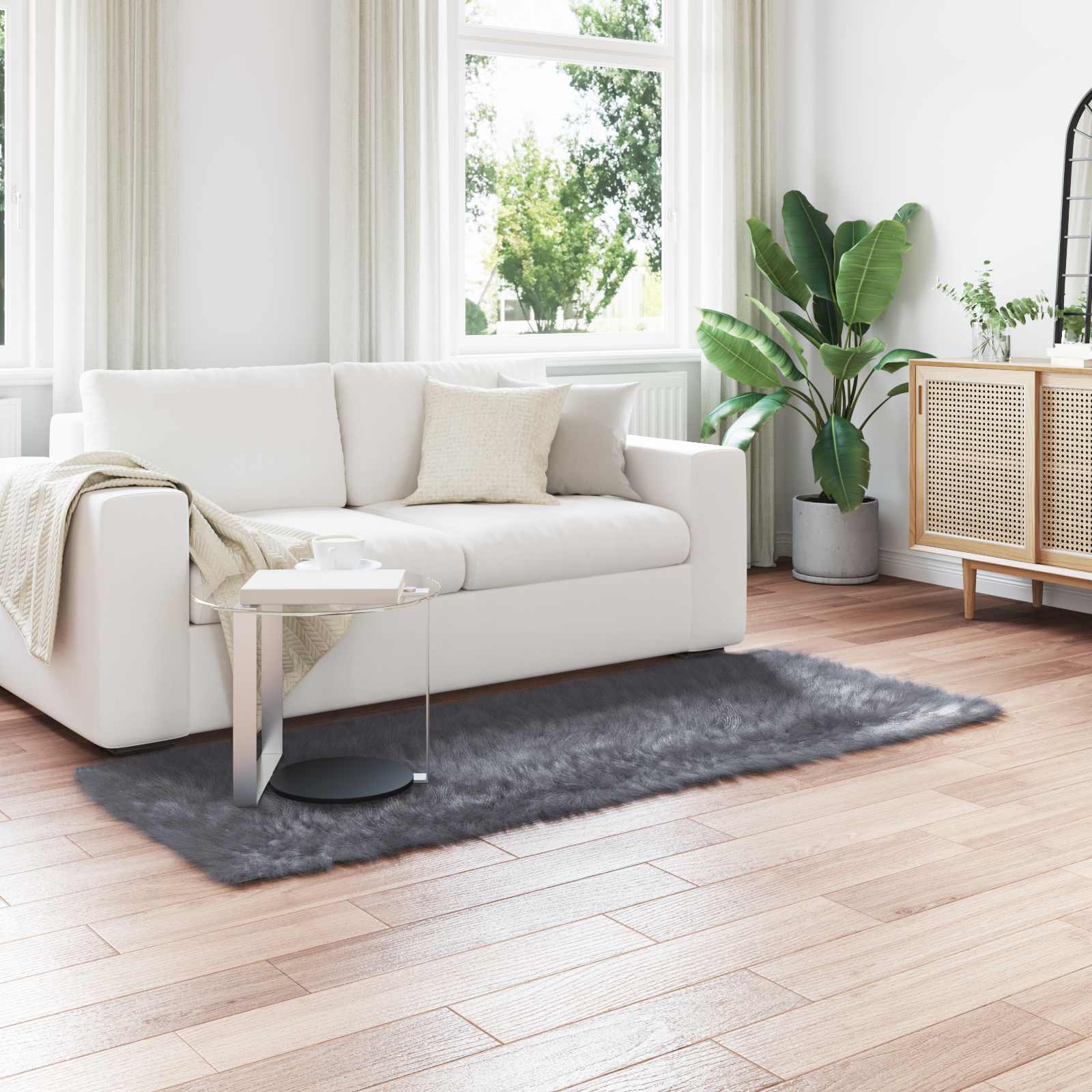 Tepih od umjetne ovčje kože TAFALLA Antracit 80 x 200 cm