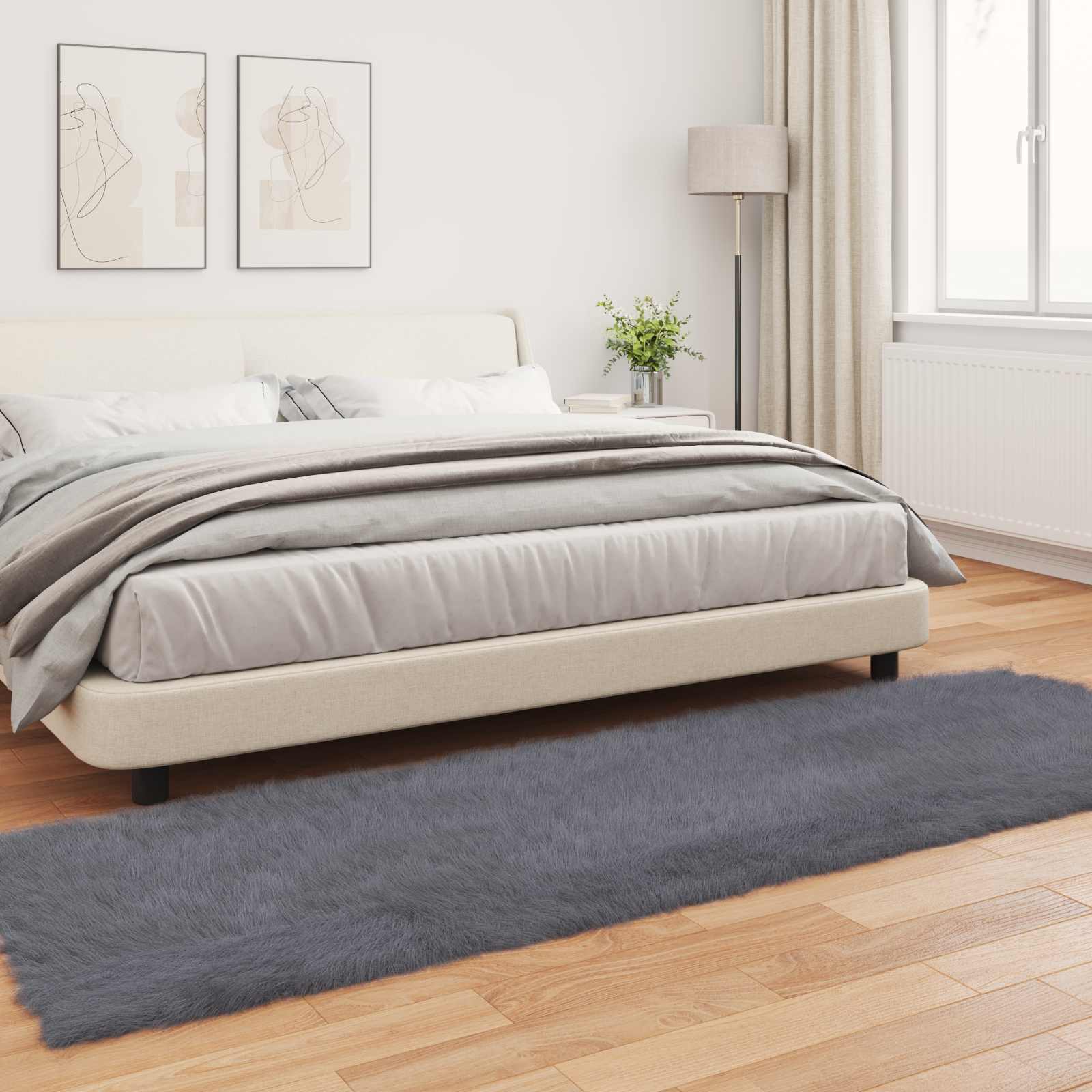 Tepih od umjetne ovčje kože TAFALLA Antracit 80 x 250 cm