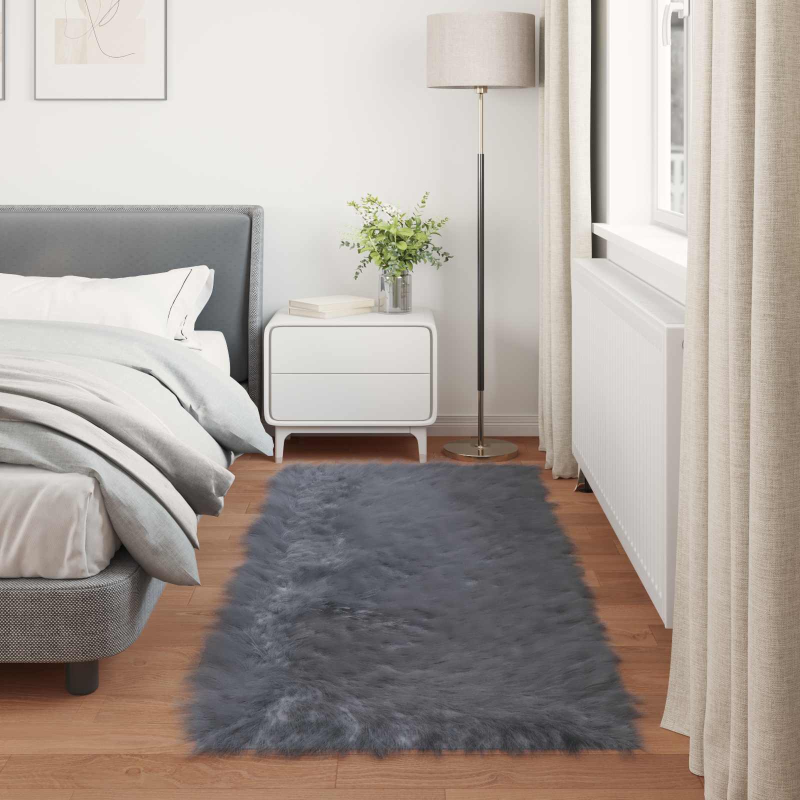 Tepih od umjetne ovčje kože TAFALLA Antracit 100 x 200 cm