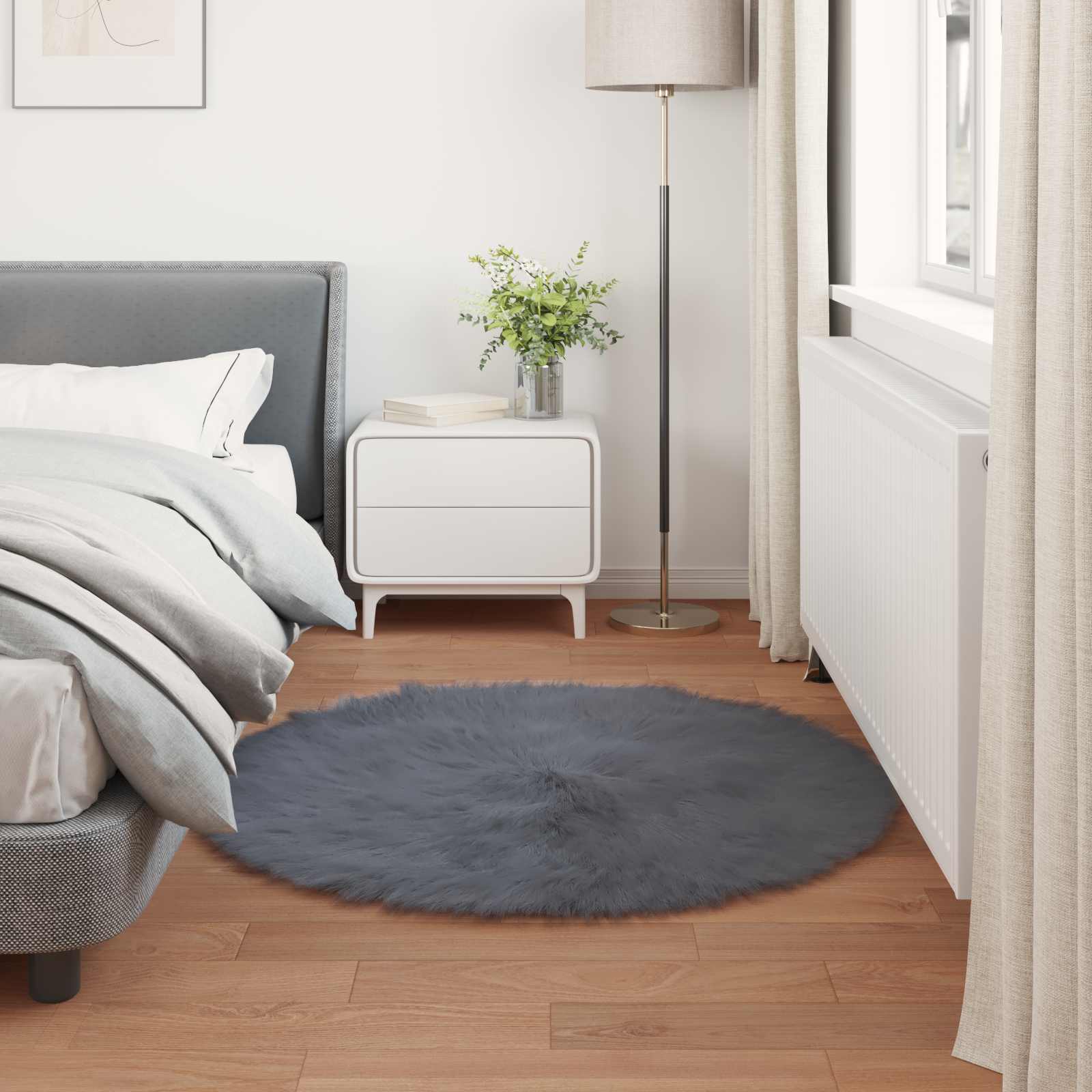 Tepih od umjetne ovčje kože TAFALLA Antracit Ø 80 cm Poliester