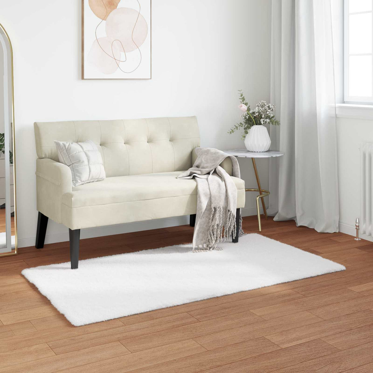 Protuklizni tepih od umjetnog zečjeg krzna OLITE Bijela 80 x 150 cm