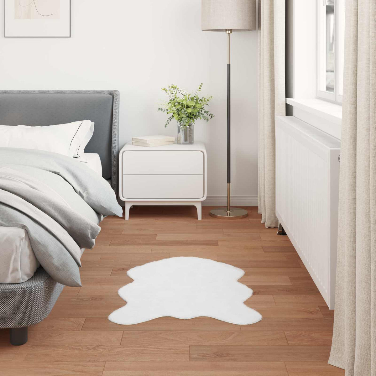 Protuklizni tepih od umjetnog zečjeg krzna OLITE Bijela 60 x 90 cm