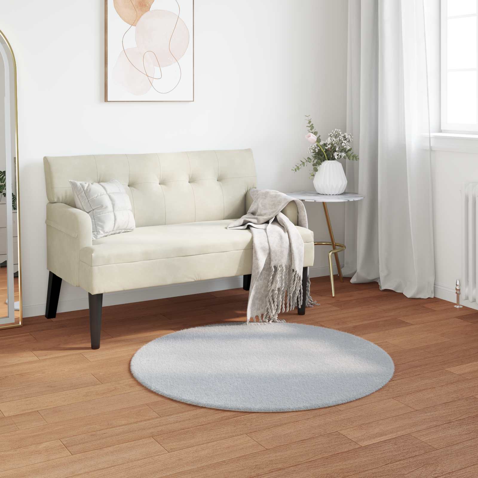Protuklizni tepih od umjetnog zečjeg krzna OLITE Siva Ø 80 cm