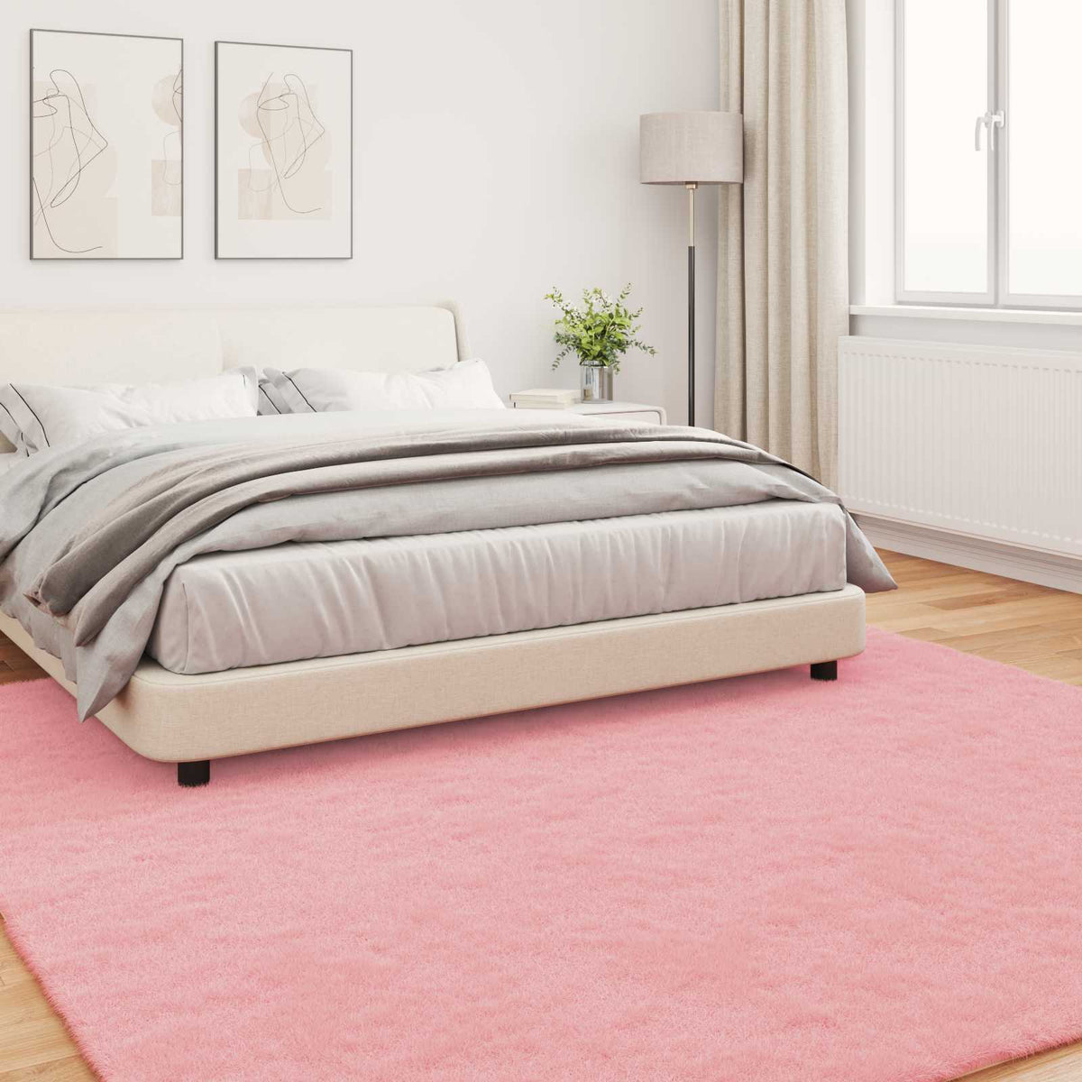 Protuklizni tepih od umjetnog zečjeg krzna OLITE Ružičasta 240 x 240 cm