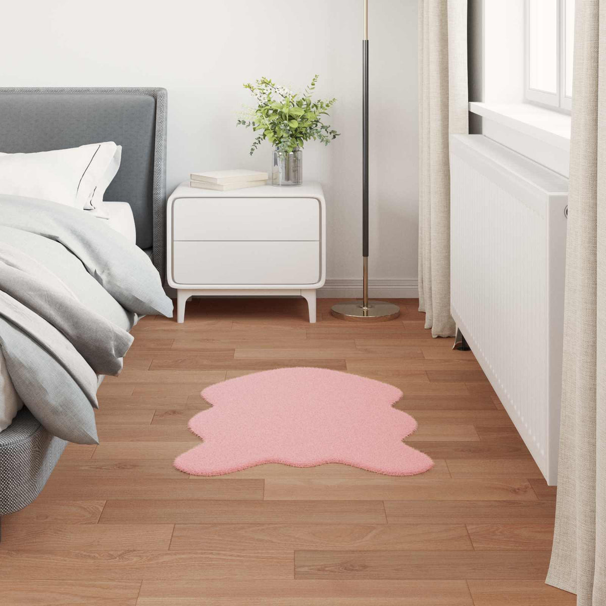 Protuklizni tepih od umjetnog zečjeg krzna OLITE Ružičasta 60 x 90 cm
