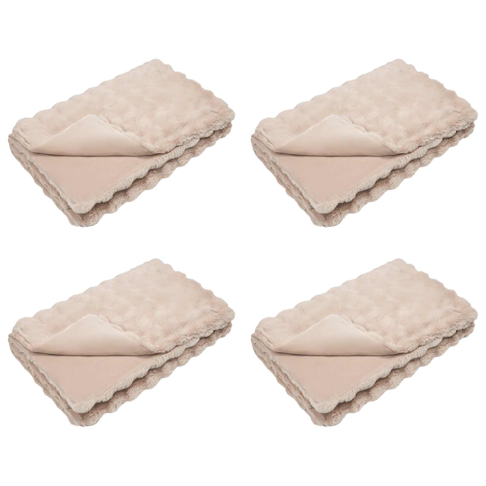 Protuklizna deka od umjetnog zečjeg krzna Olite 4 pcs Bež