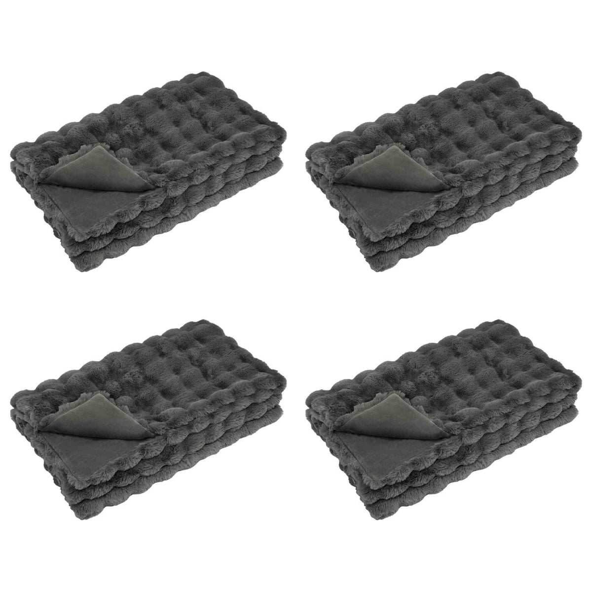 Protuklizna deka od umjetnog zečjeg krzna Olite 4 pcs Tamnosiva