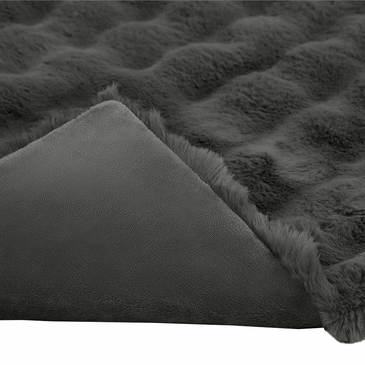 Protuklizna deka od umjetnog zečjeg krzna Olite 4 pcs Tamnosiva
