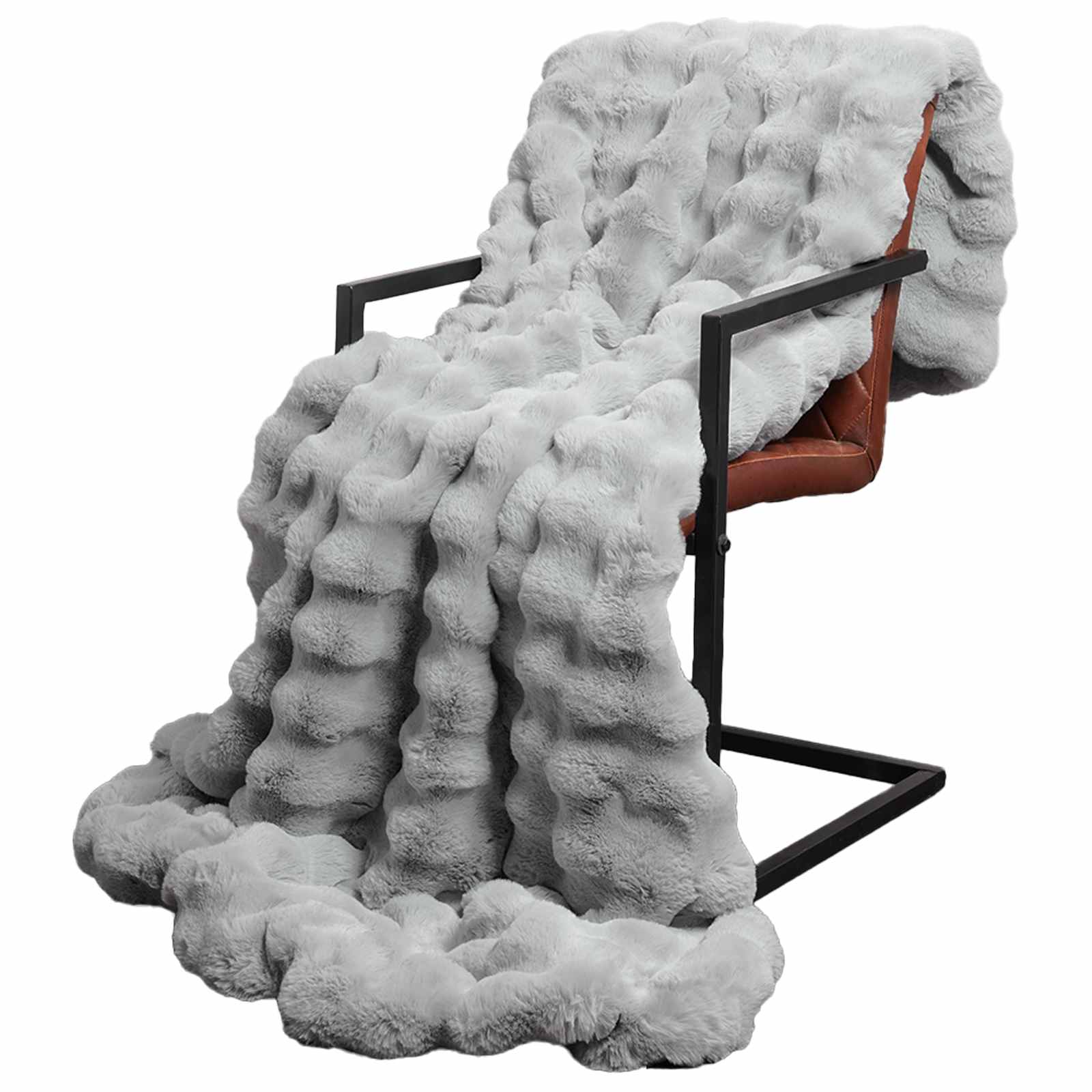 Protuklizna deka od umjetnog zečjeg krzna Olite 4 pcs Siva