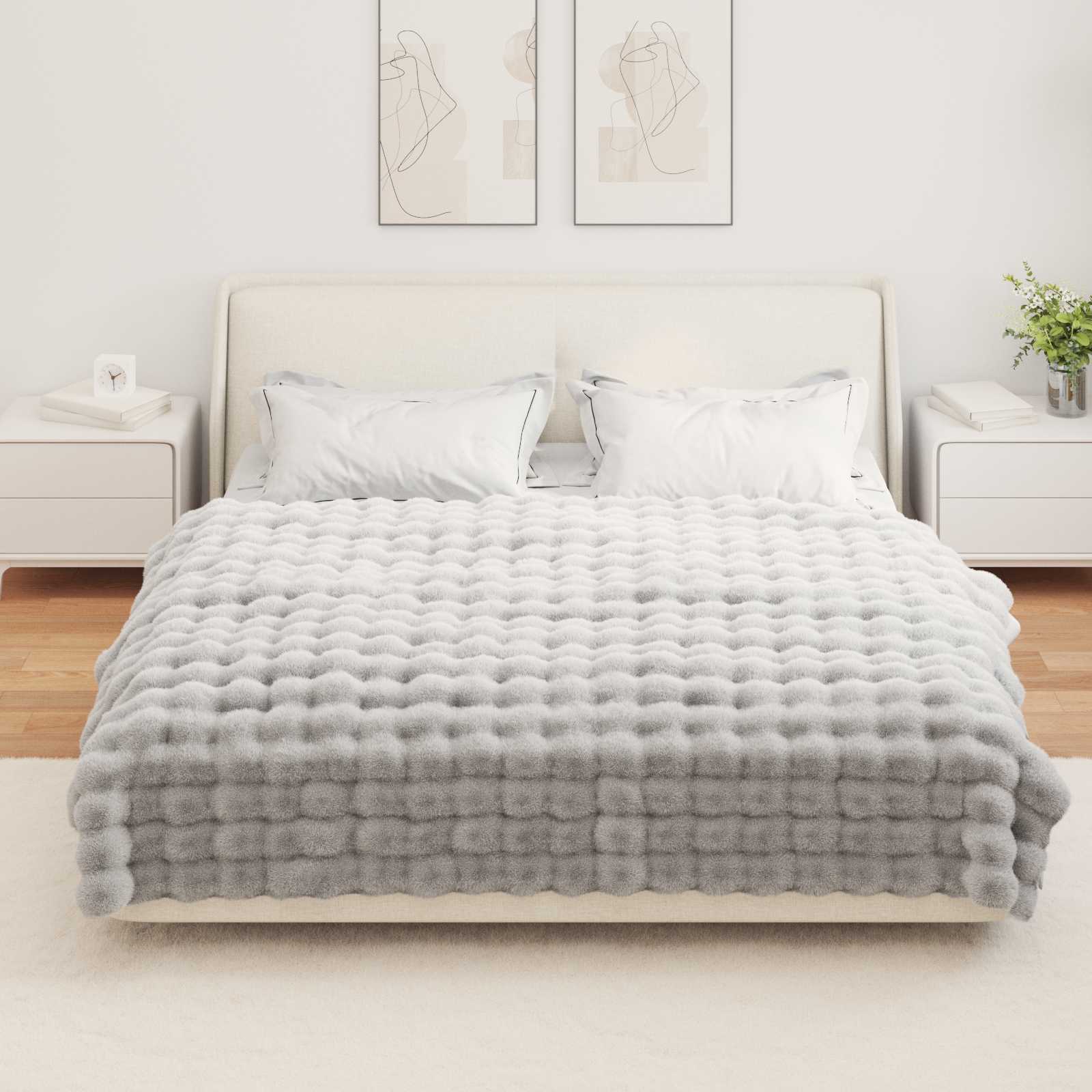 Protuklizna deka od umjetnog zečjeg krzna Olite 4 pcs Siva