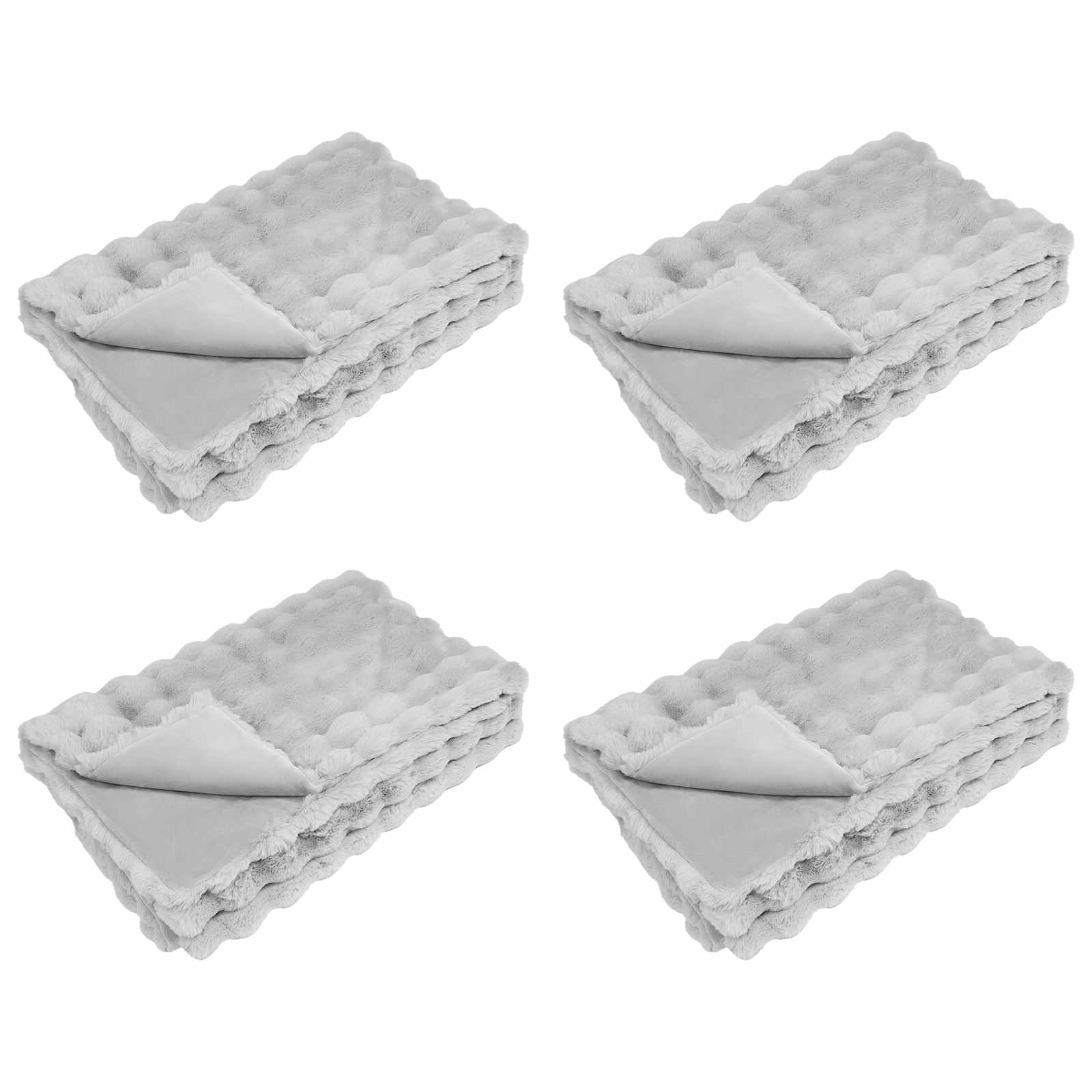 Protuklizna deka od umjetnog zečjeg krzna Olite 4 pcs Siva