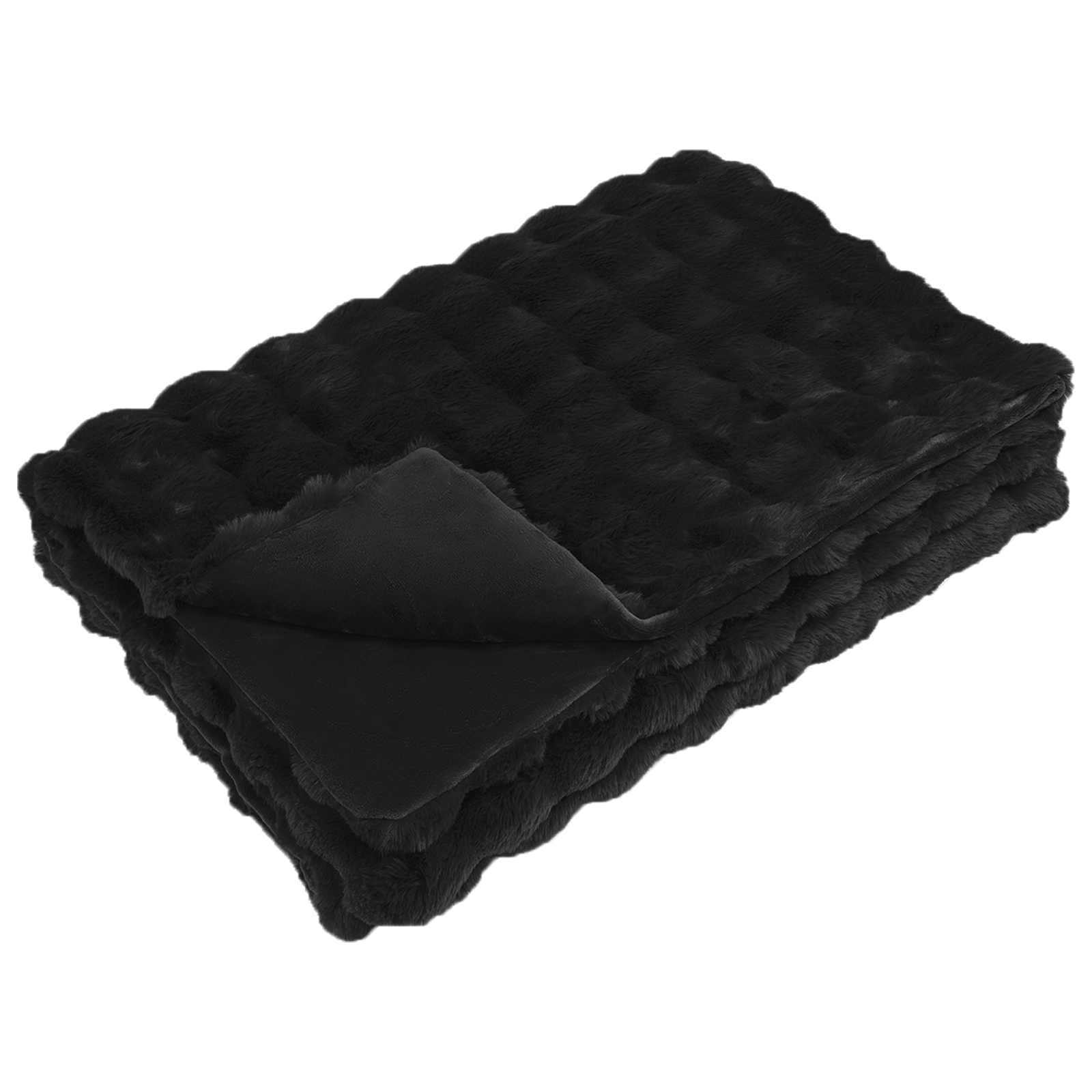 Protuklizna deka od umjetnog zečjeg krzna Olite 4 pcs Crna