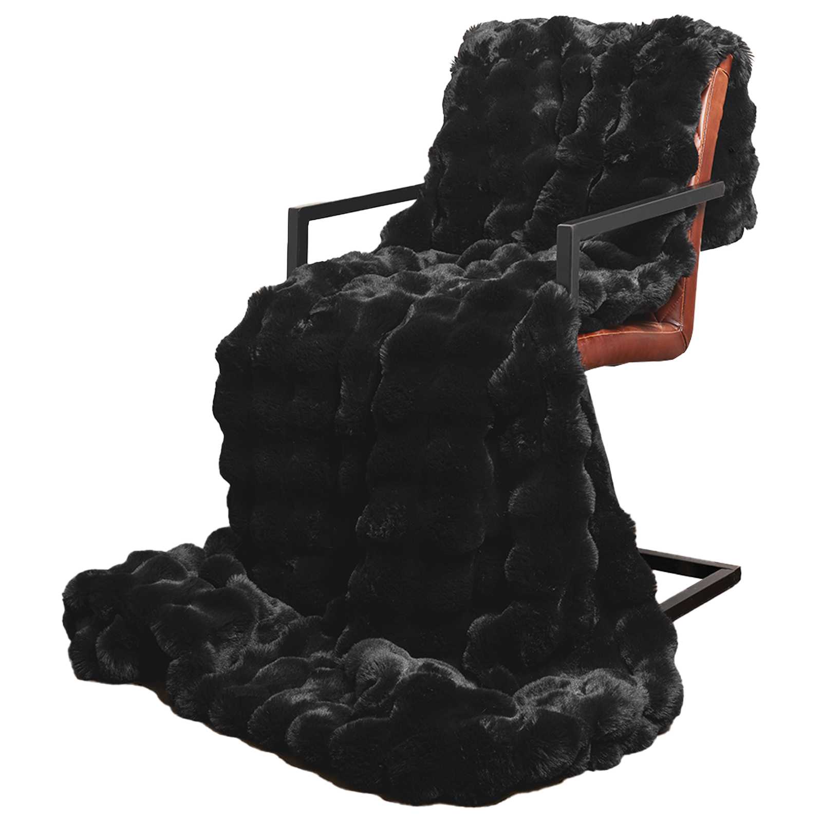Protuklizna deka od umjetnog zečjeg krzna Olite 4 pcs Crna