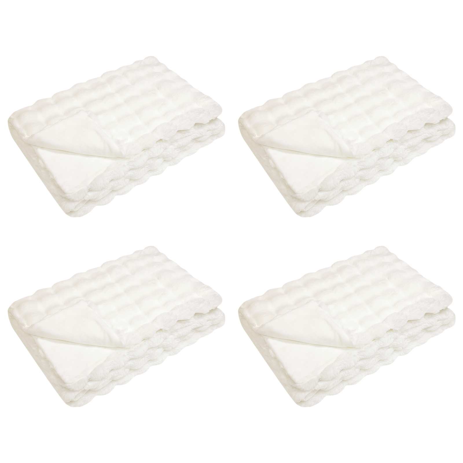 Protuklizna deka od umjetnog zečjeg krzna Olite 4 pcs Bijela