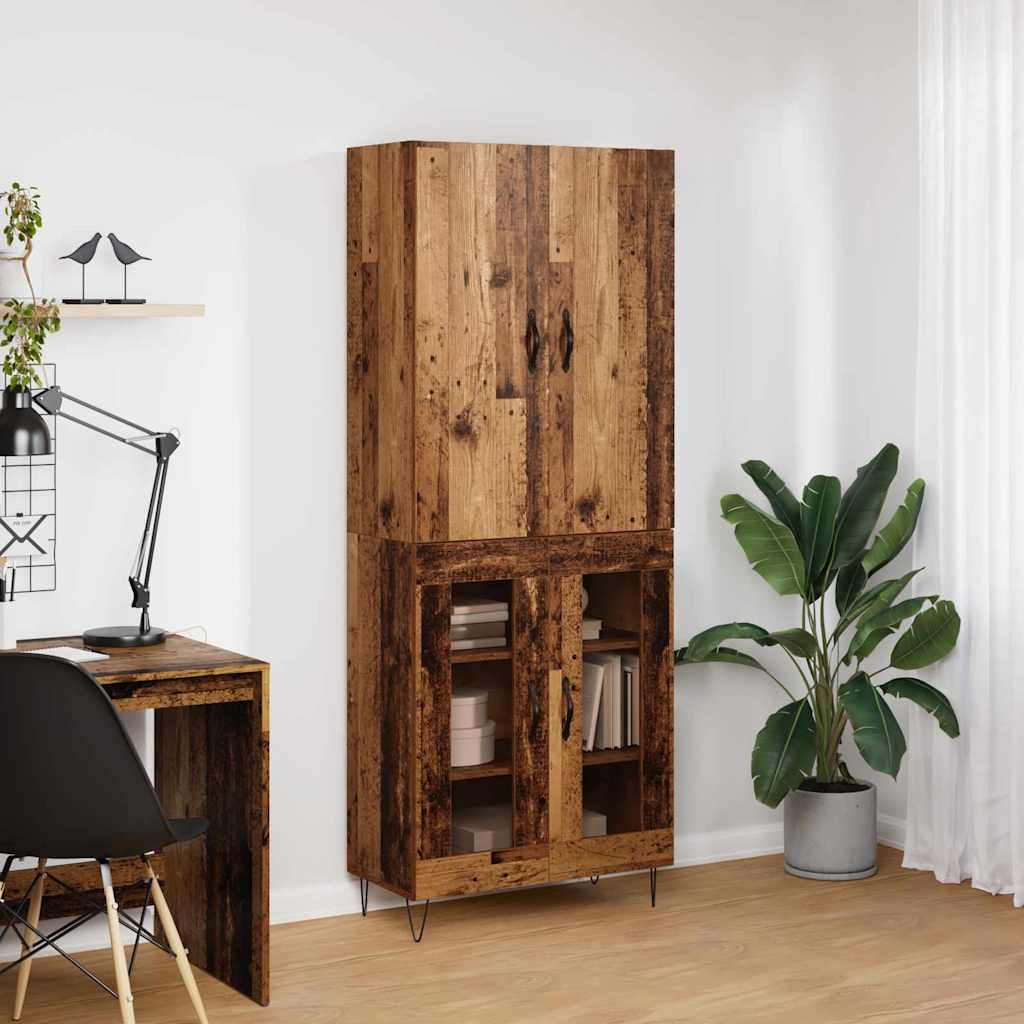 Highboard 2 pcs Staro drvo Inženjersko drvo i staklo