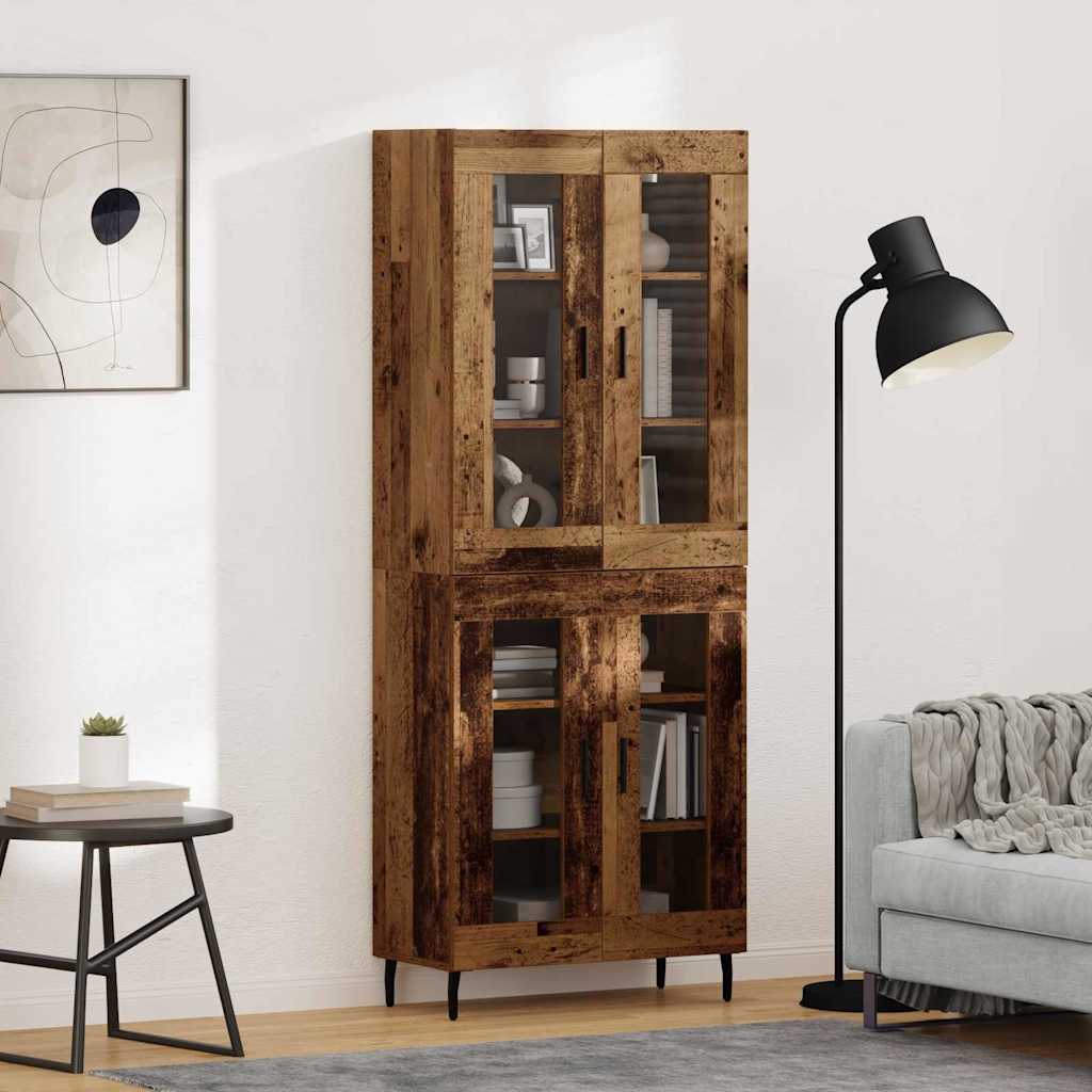 Highboard 2 pcs Staro drvo Inženjerska drva i staklo