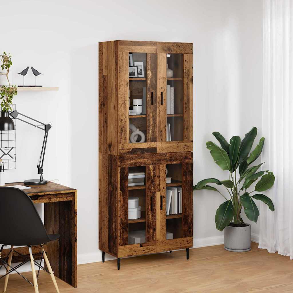 Highboard 2 pcs Staro drvo Inženjerska drva i staklo