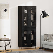 Highboard 2 pcs Crni hrast Inženjerska drva i staklo