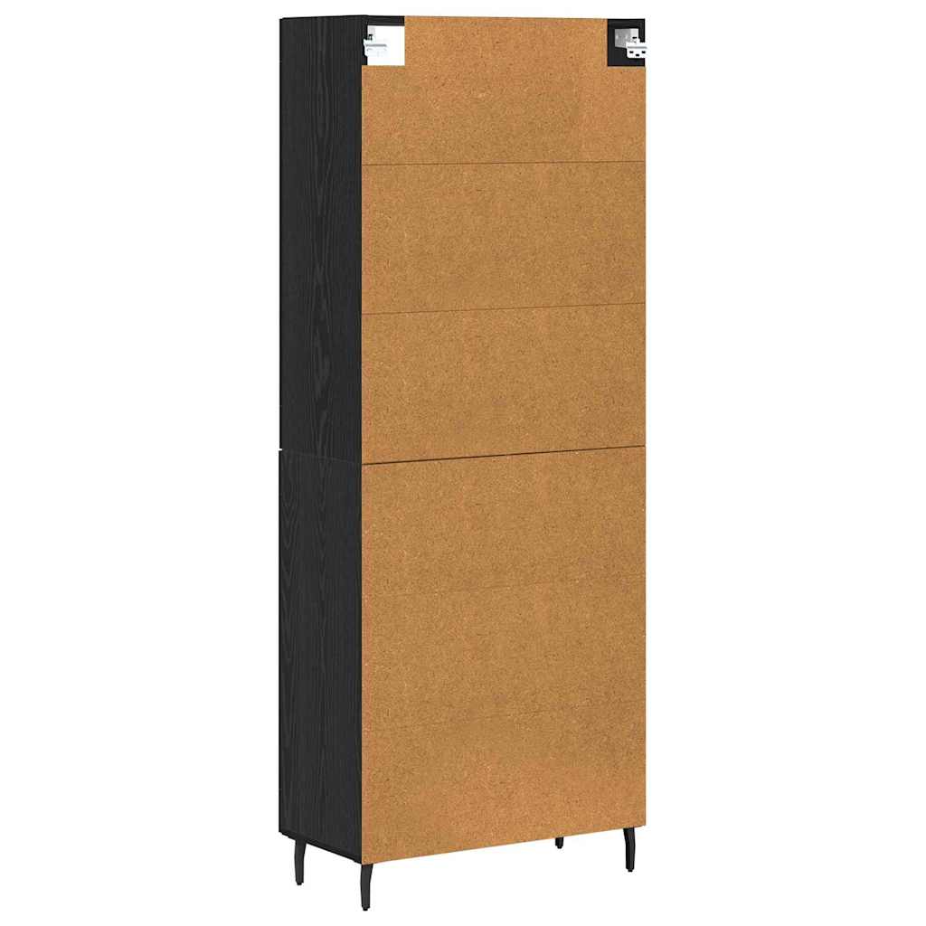 Highboard 2 pcs Crni hrast Inženjerska drva i staklo