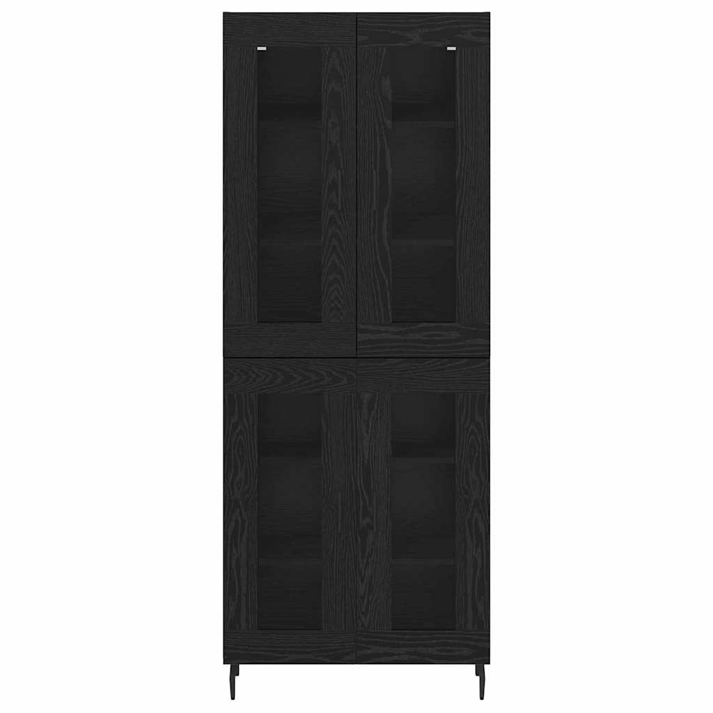 Highboard 2 pcs Crni hrast Inženjerska drva i staklo