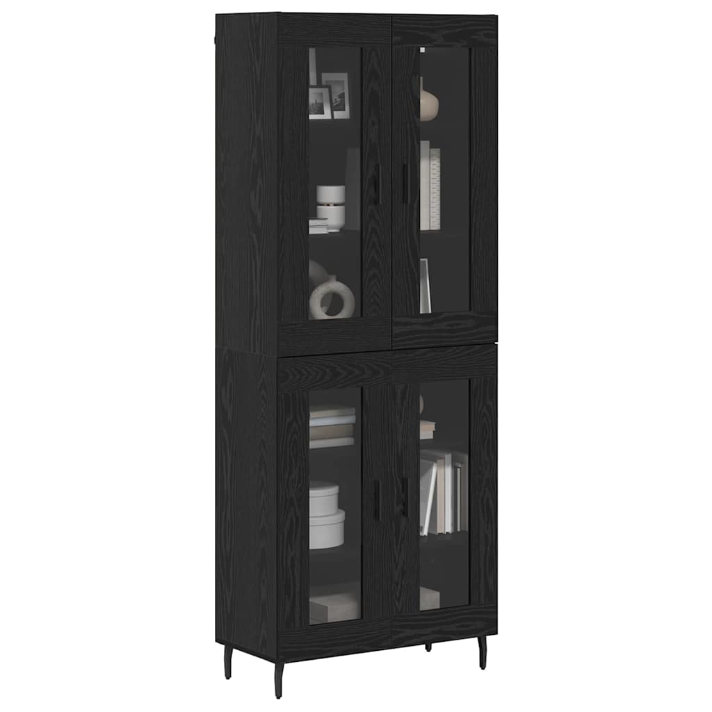 Highboard 2 pcs Crni hrast Inženjerska drva i staklo