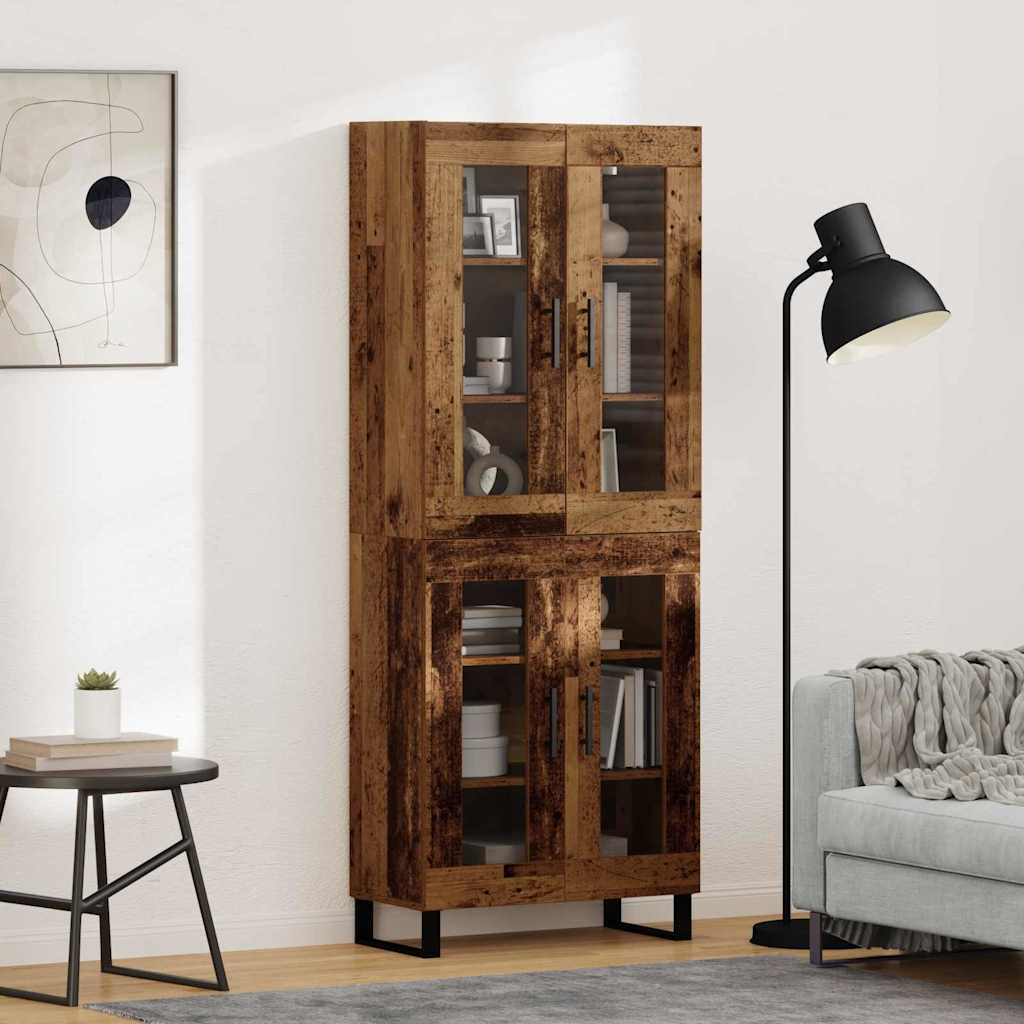 Highboard 2 pcs Staro drvo Inženjerska drva i staklo