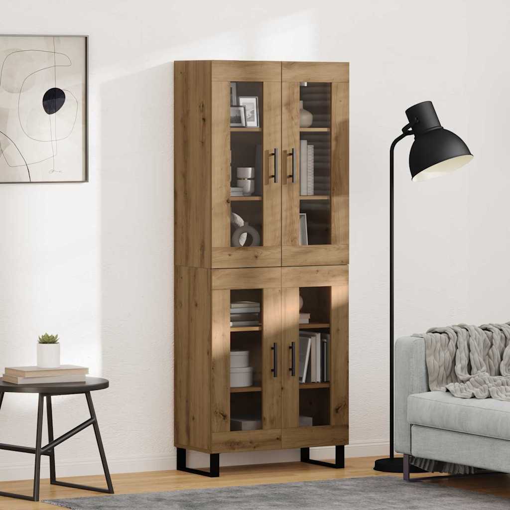 Highboard 2 pcs Umjetnički hrast Inženjerska drva i staklo