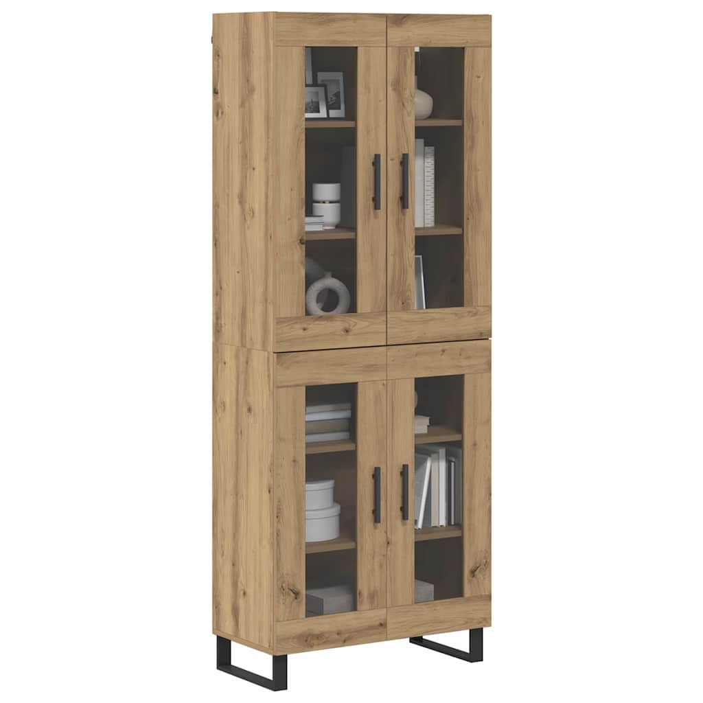 Highboard 2 pcs Umjetnički hrast Inženjerska drva i staklo