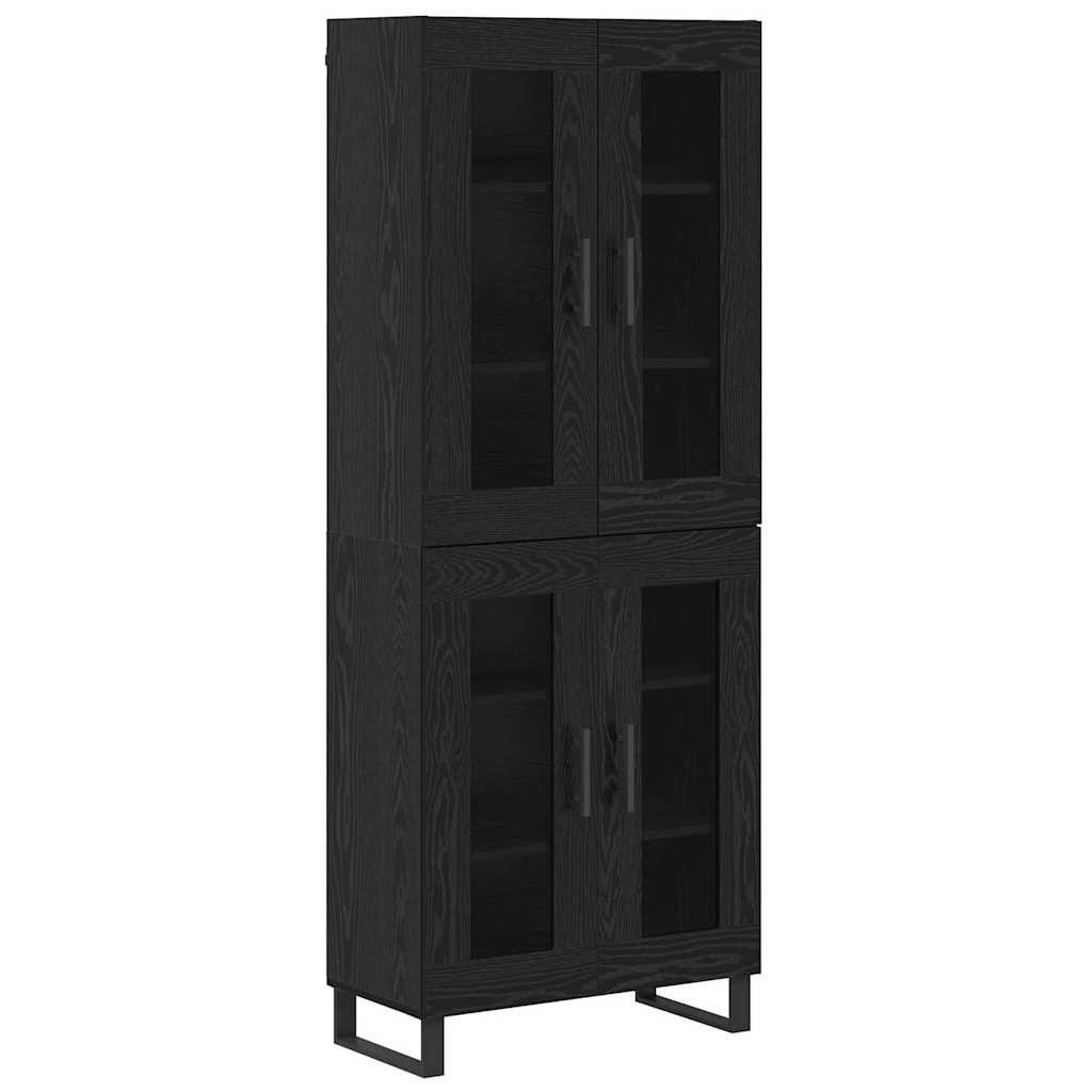Highboard 2 pcs Crni hrast Inženjerska drva i staklo