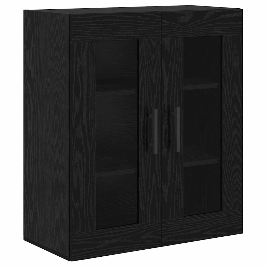 Highboard 2 pcs Crni hrast Inženjerska drva i staklo