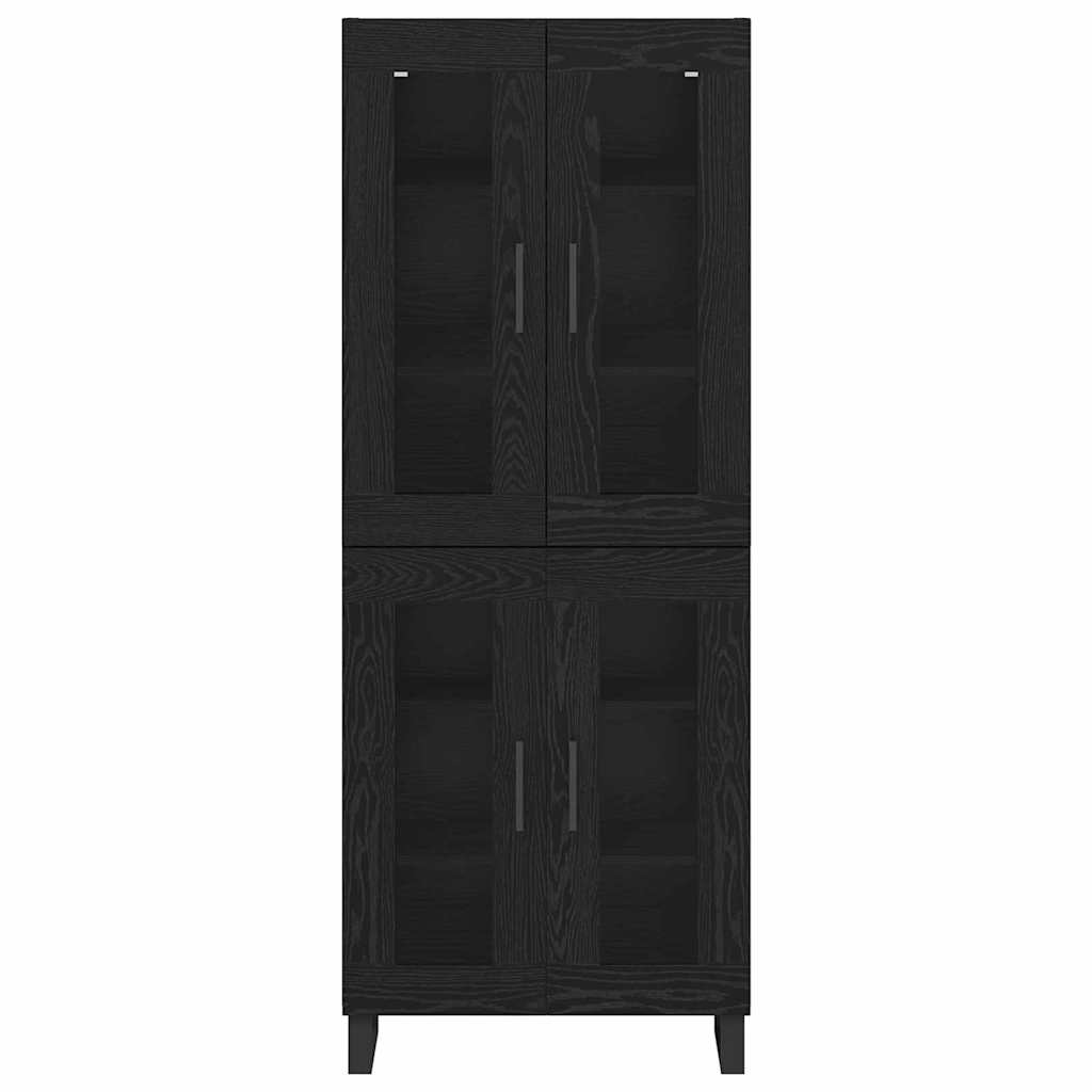 Highboard 2 pcs Crni hrast Inženjerska drva i staklo
