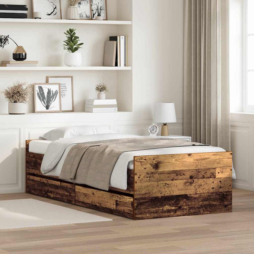 Krevetna konstrukcija Staro drvo 90 x 200 cm Čvrsto borovo drvo